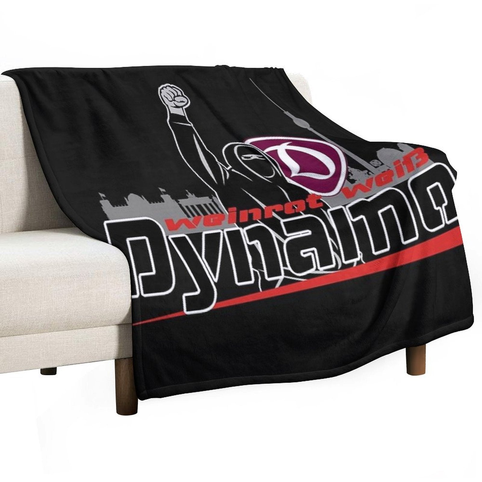 Burgundy White Dynamo Plush Throw Blanket