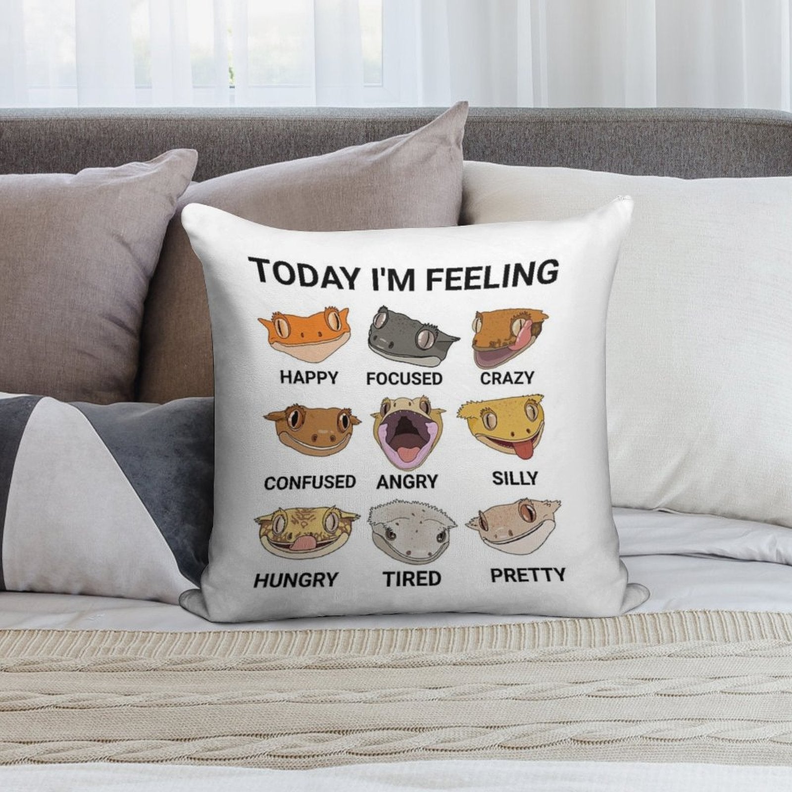 Today I'm Feeling... Crested Gecko Soft Decorative Cover Throw Pillow