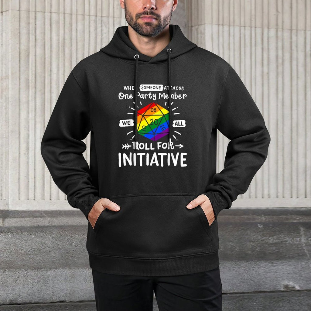 When Someone Attacks One Party Member Gay D20 LGBTQ Ally Machine Washable Hoodie