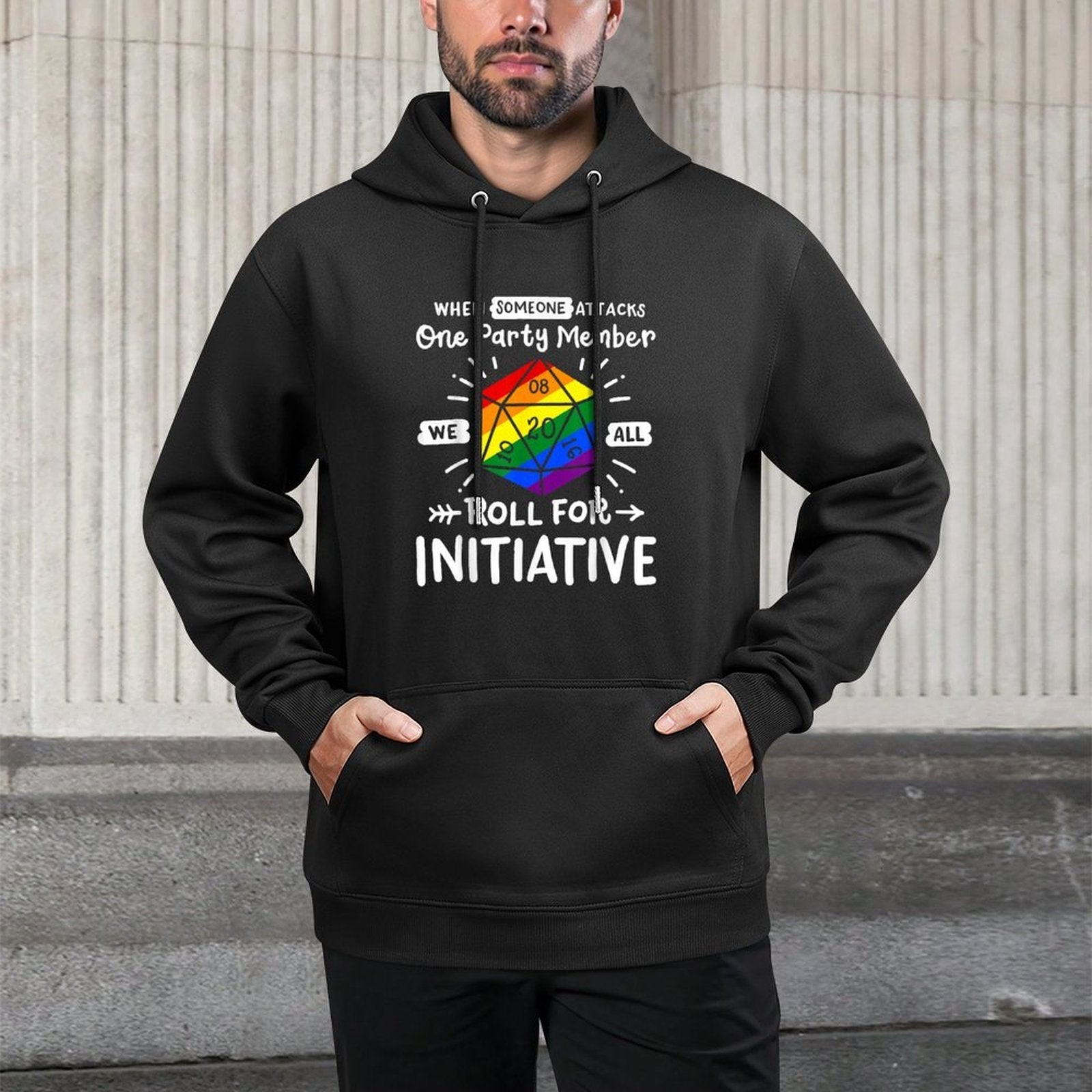 When Someone Attacks One Party Member Gay D20 LGBTQ Ally Machine Washable Hoodie