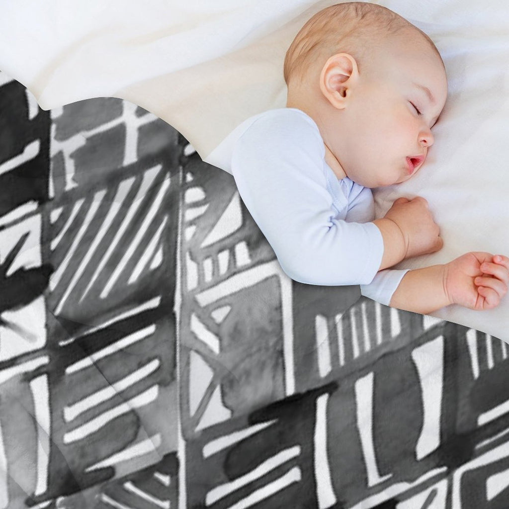 Classic Black Summer Geo Easy Care Throw Blanket