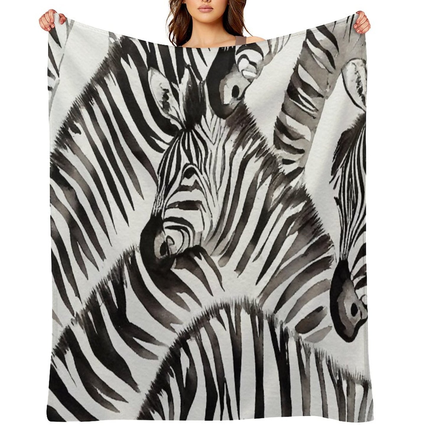 Zebra Watercolor Print, Animal Print, Durable Throw Blanket