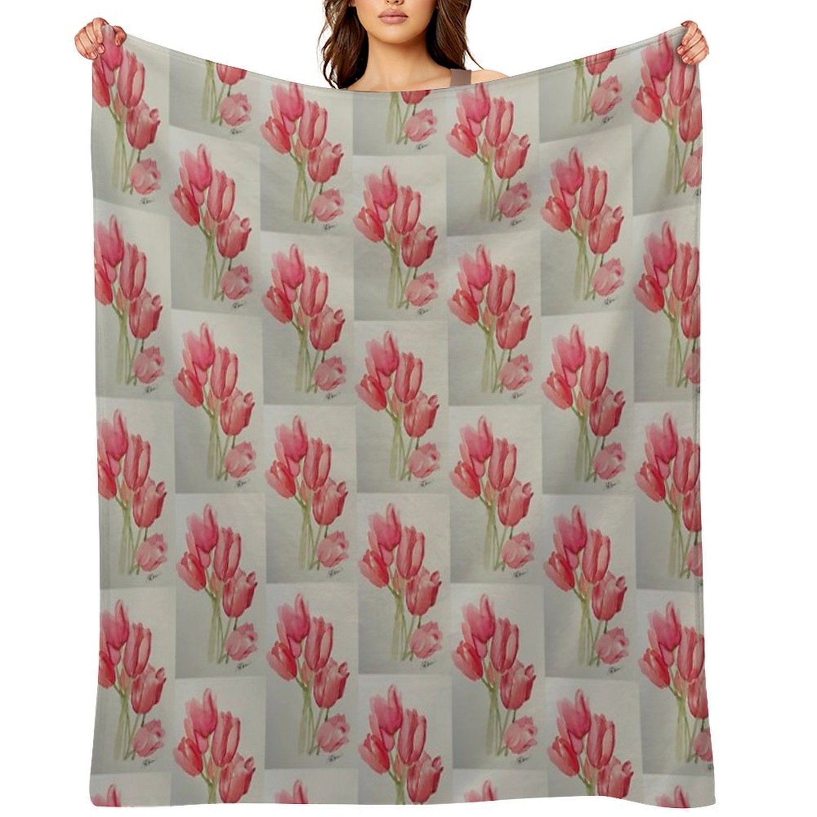 Pink Tulips Premium Throw Blanket