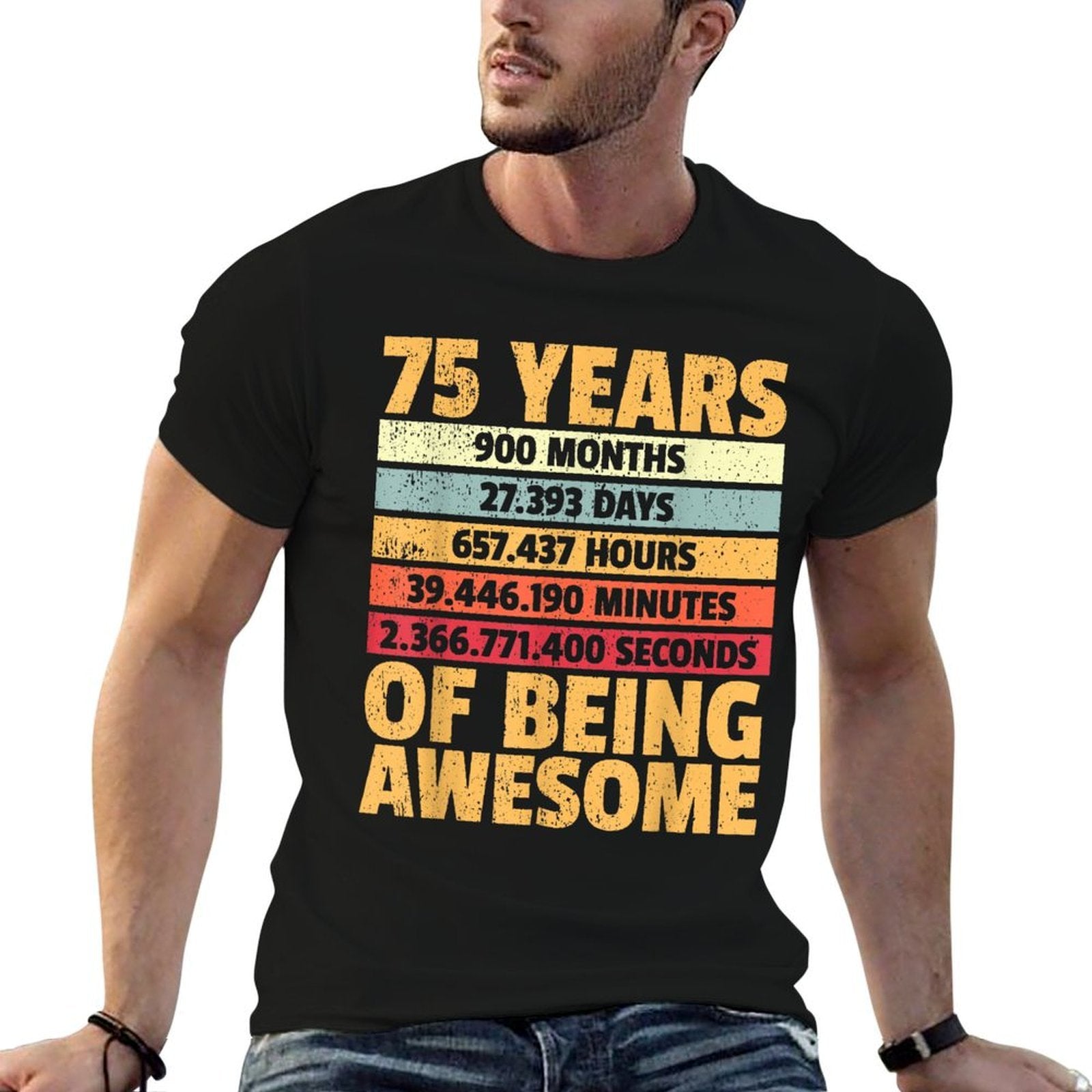 75 Years Awesome I Days Hours Minutes I 75th Birthday  Summer-ready Fabric T-Shirt
