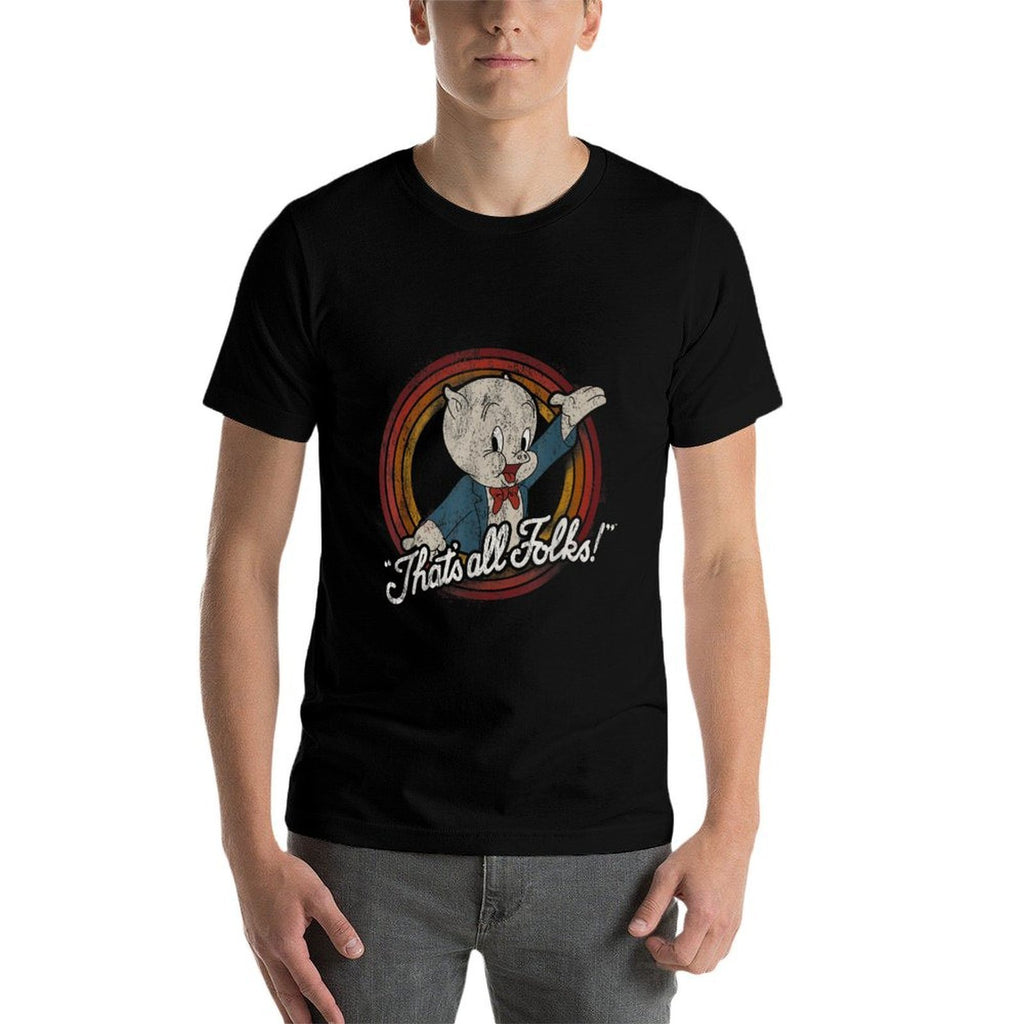 Looney Tunes Porky Pig Thats All Folks Classic  Wrinkle-resistant T-Shirt