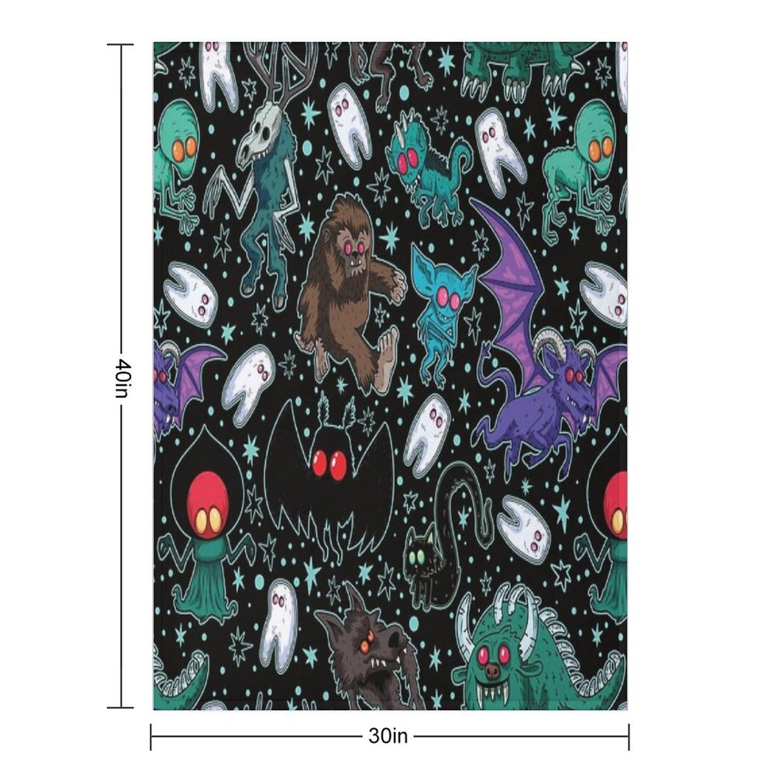 Cryptids Night Black Compact Throw Blanket