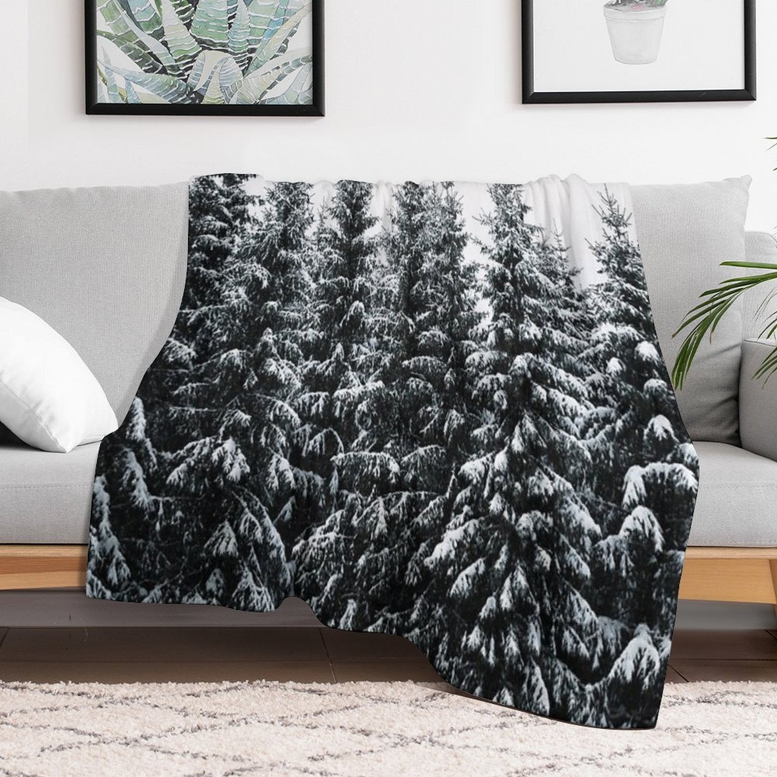 The White Bunch  Misty Moody Foggy Milky Winter Wonderland Forest With Cascadia Trees Covered In Magic Fog Comfort Throw Blanket