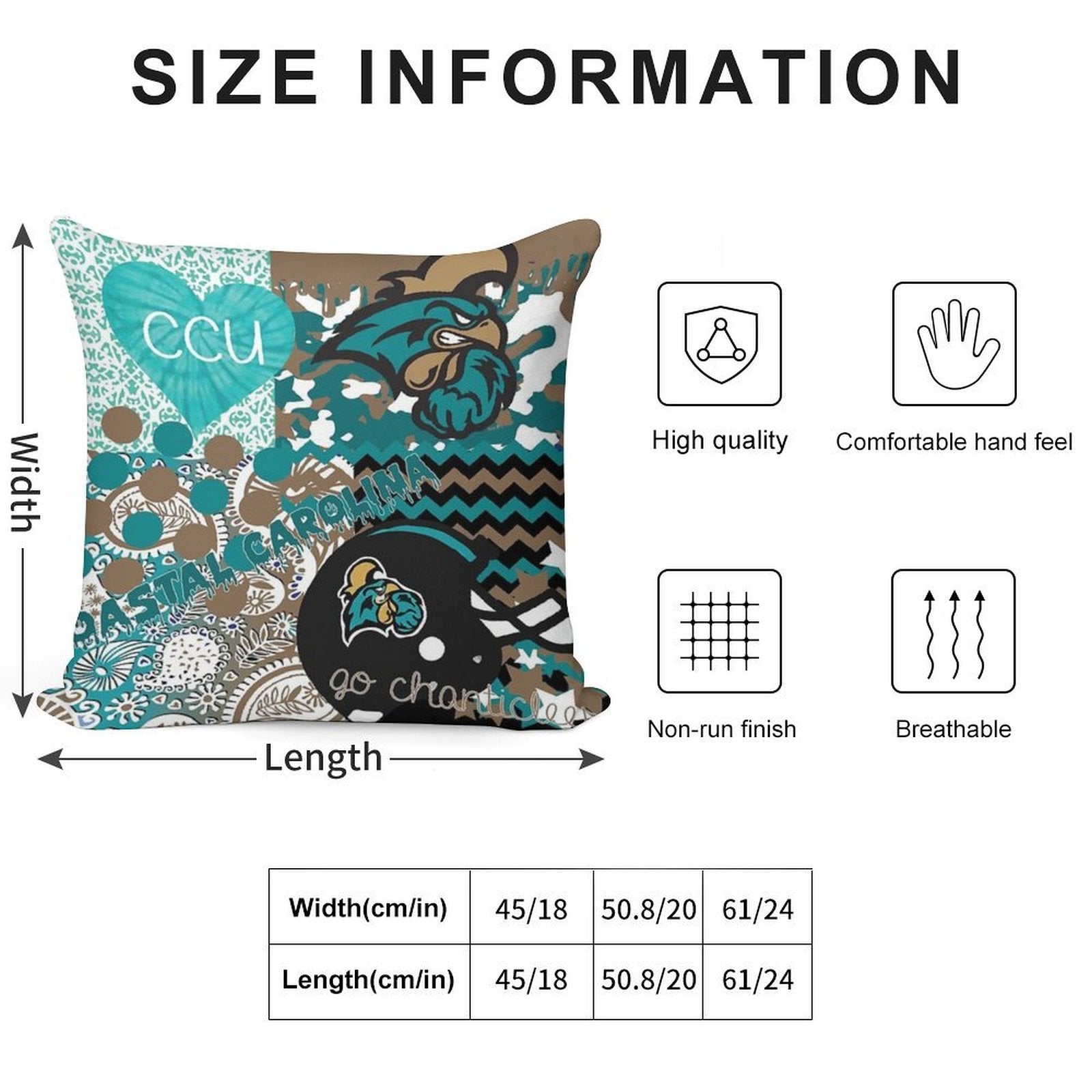 Coastal Carolina University Collage Soft Multiple Sizes Throw Pillow