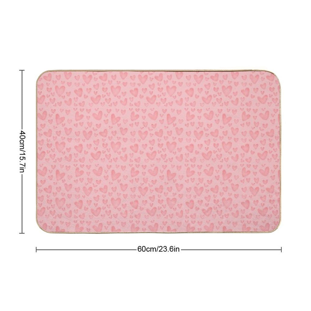 Cute Sweet Pink Hearts As Romantic Seamless Pattern Background Backdrop Wallpaper, Illustration of Love for Valentine's Day  Odorless Bath Mat