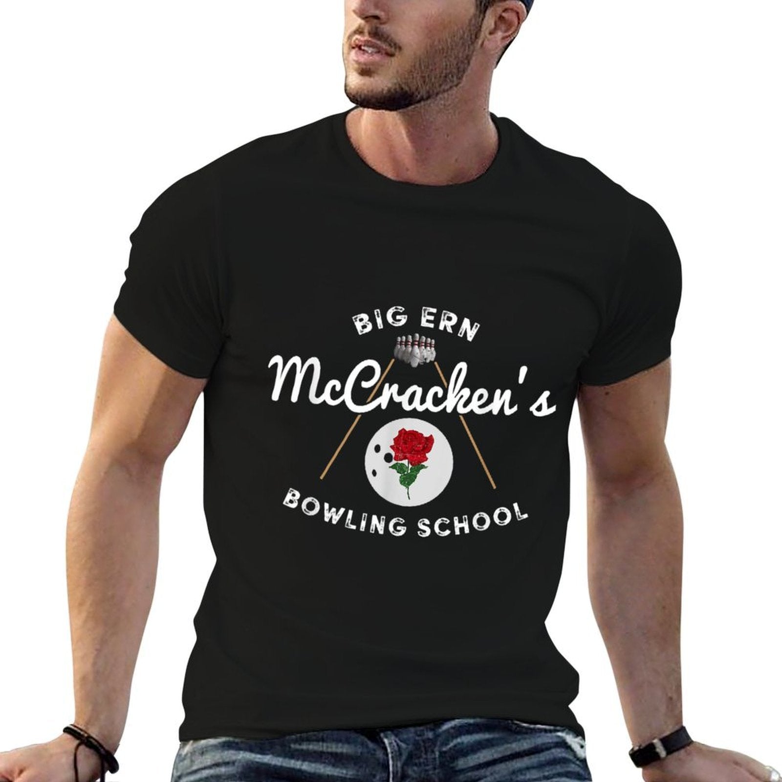 Vintage Big Ern McCrackens Bowling School Gift Lover Bowling  Eco-friendly Material T-Shirt