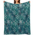 Snowflake Crystals in Teal Comfort Throw Blanket