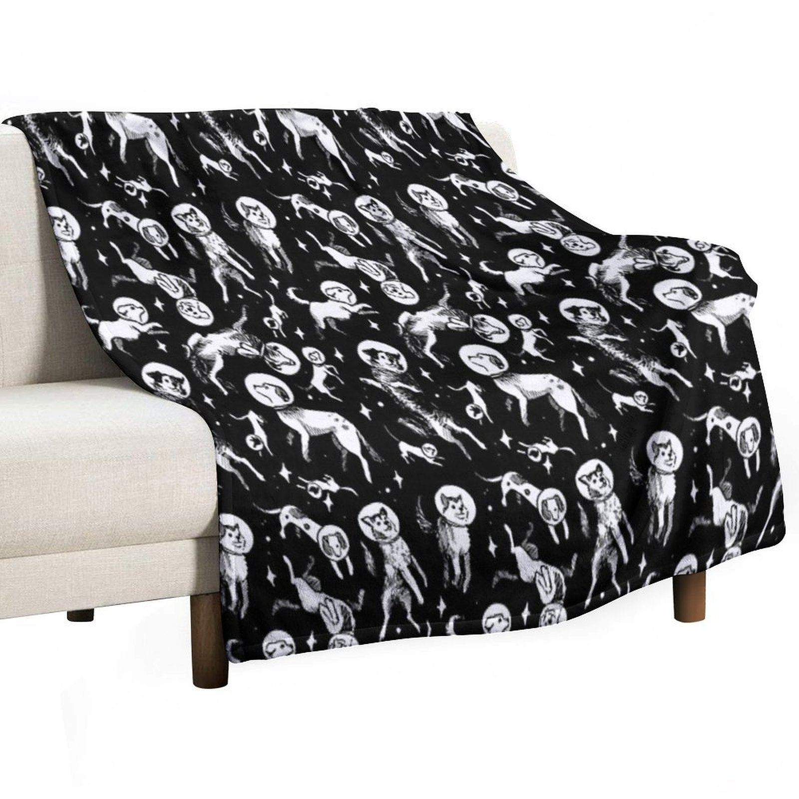 Space Dogs (black Background) All-season Throw Blanket