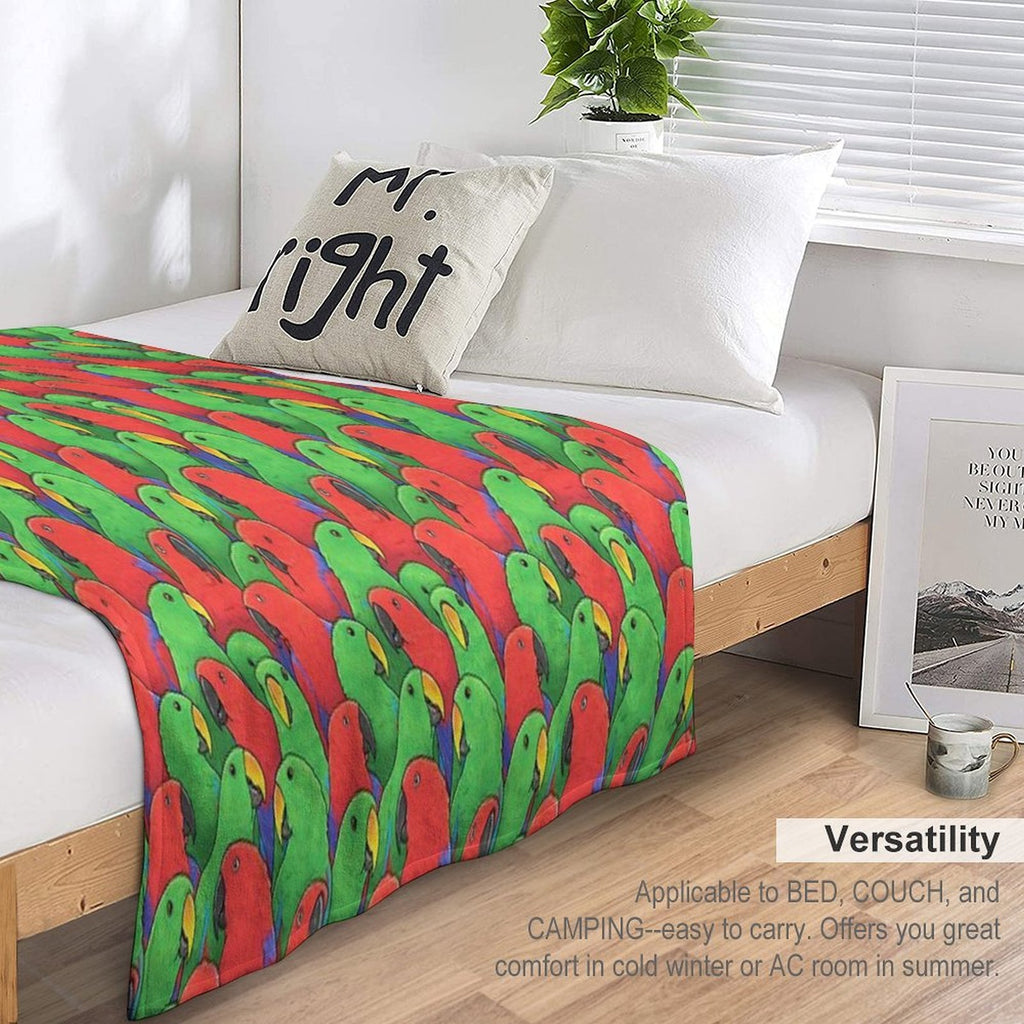 Male And Female Eclectus Parrots Sustainable Throw Blanket