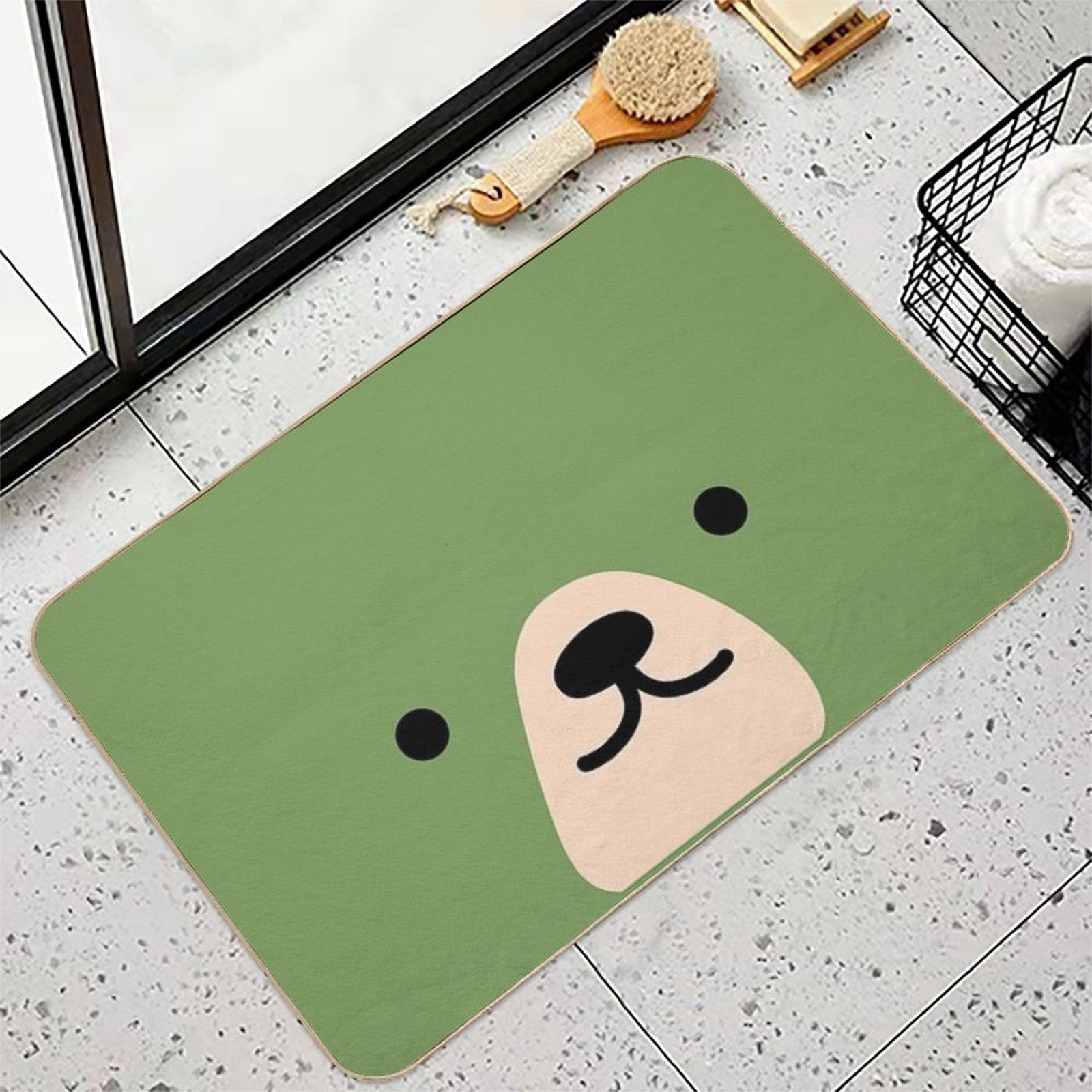 Cute Green Bear Face  Multi-Purpose Bath Mat