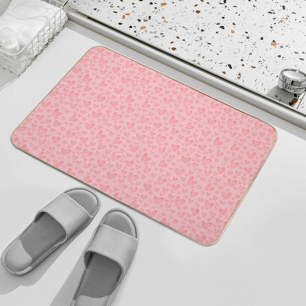 Cute Sweet Pink Hearts As Romantic Seamless Pattern Background Backdrop Wallpaper, Illustration of Love for Valentine's Day  Odorless Bath Mat