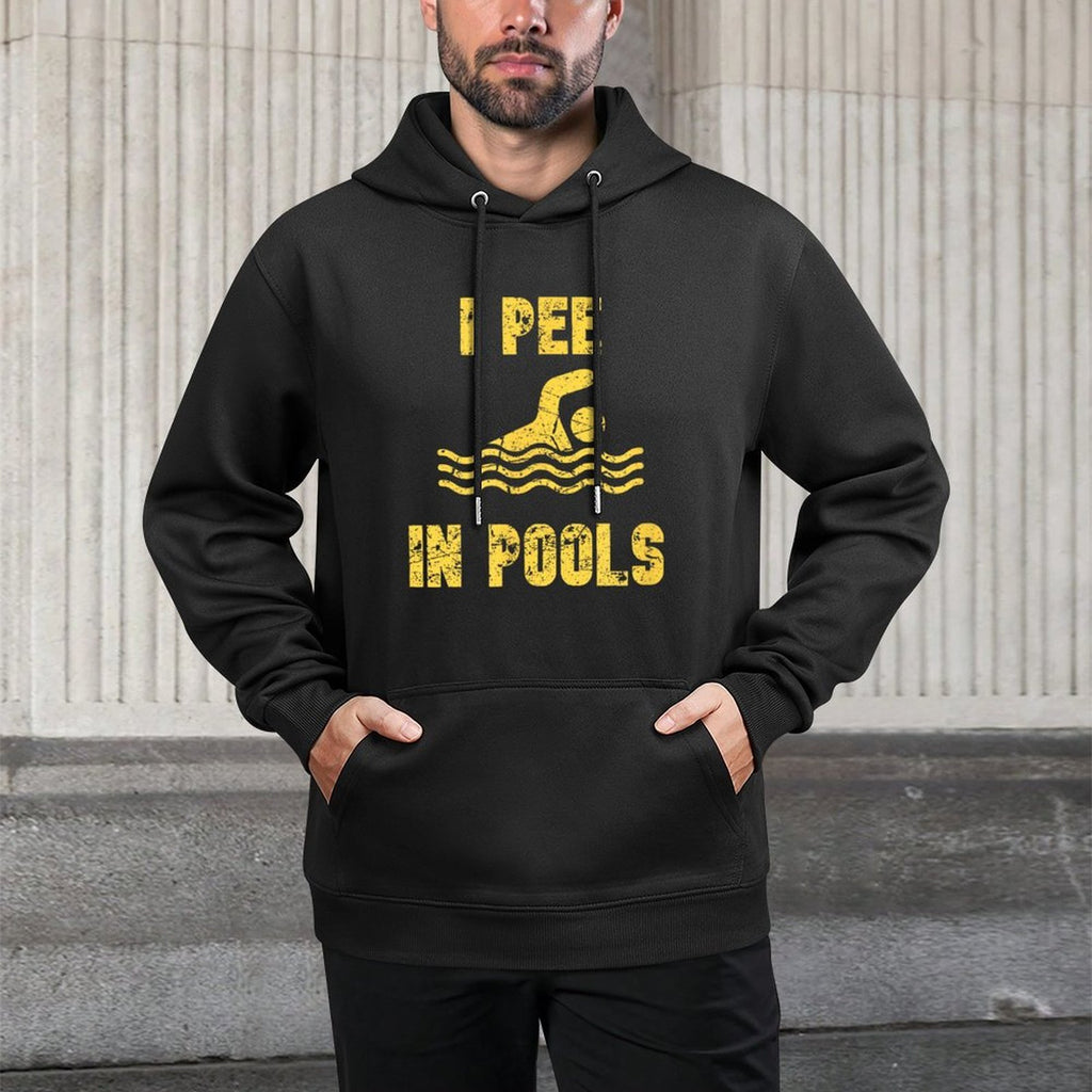 I Pee In Pools Stressed Yellow - Pool Gear for Men Or Women Durable Construction Hoodie