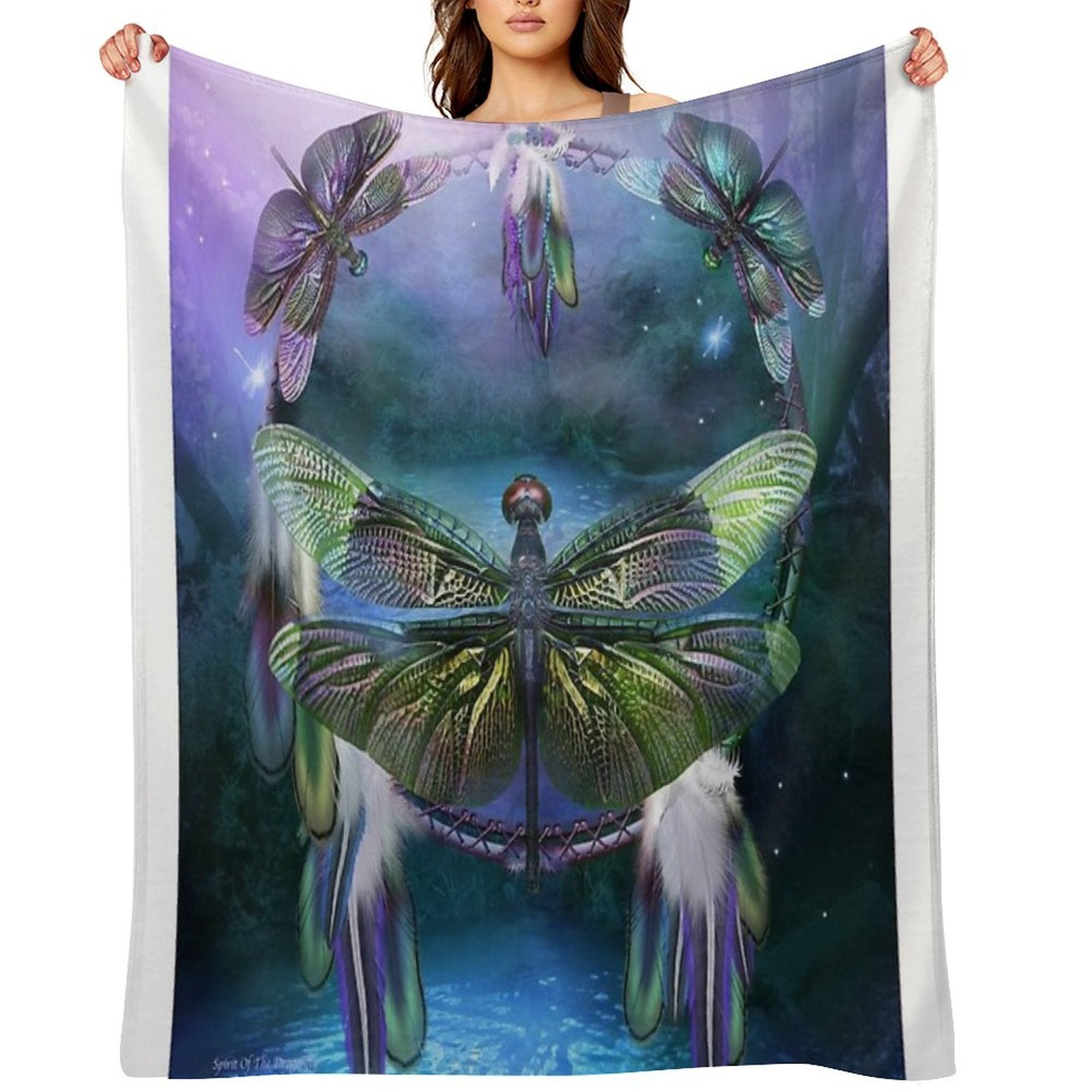 Dream Catcher - Spirit Of The Dragonfly Travel-friendly Throw Blanket