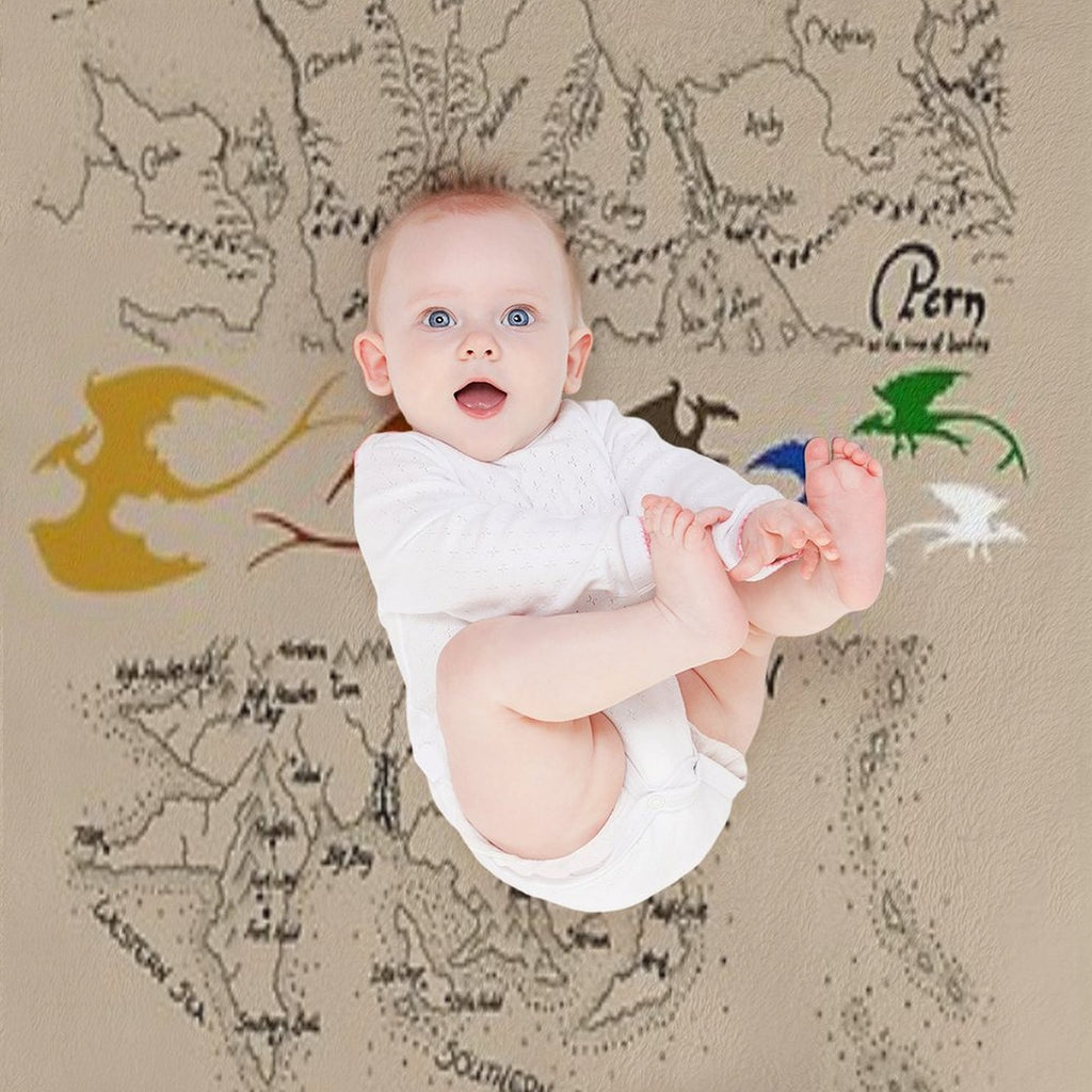Dragonriders of Pern Maps (Beige Background) Velvety-soft Throw Blanket