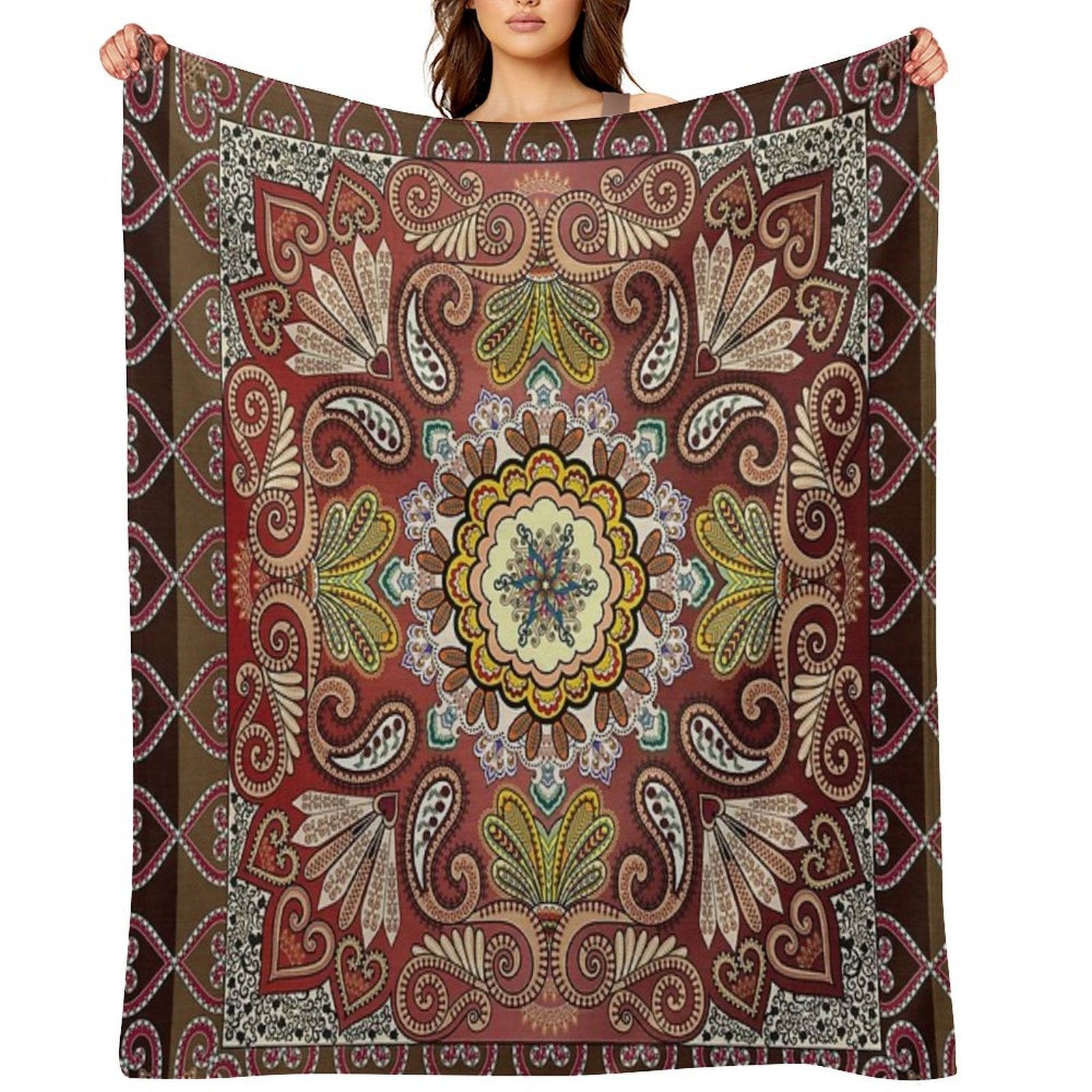 Mediterranean Mosaic Tiles  Azulejos Plush Throw Blanket