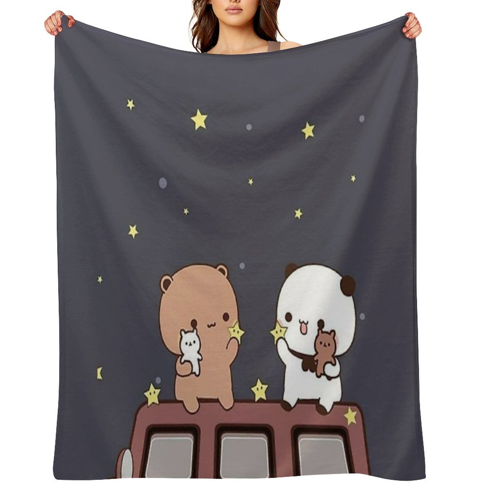 Bubu And Dudu Watching The Moon Together Multi-functional Throw Blanket