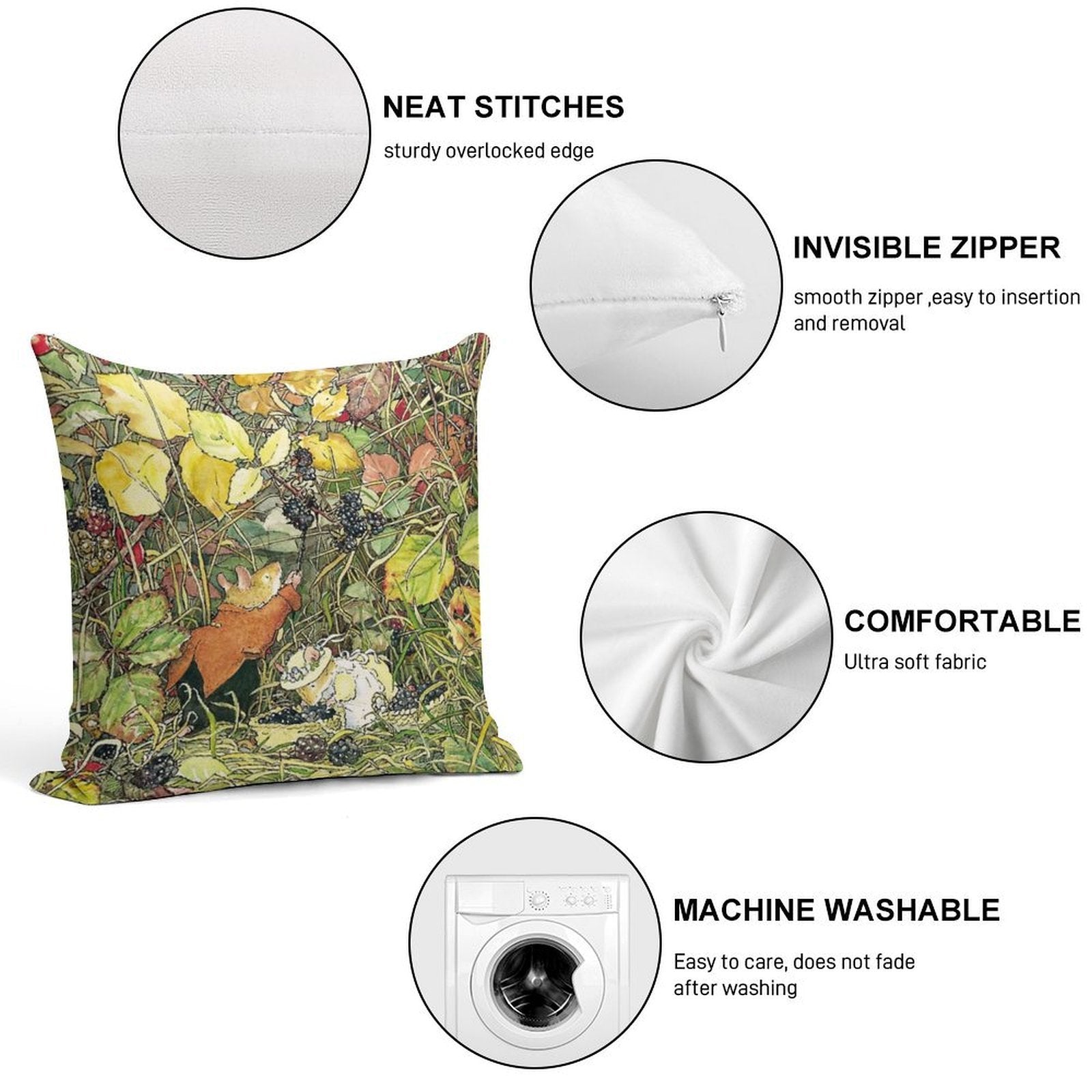 Blackberry Picking Soft Home Decor Throw Pillow