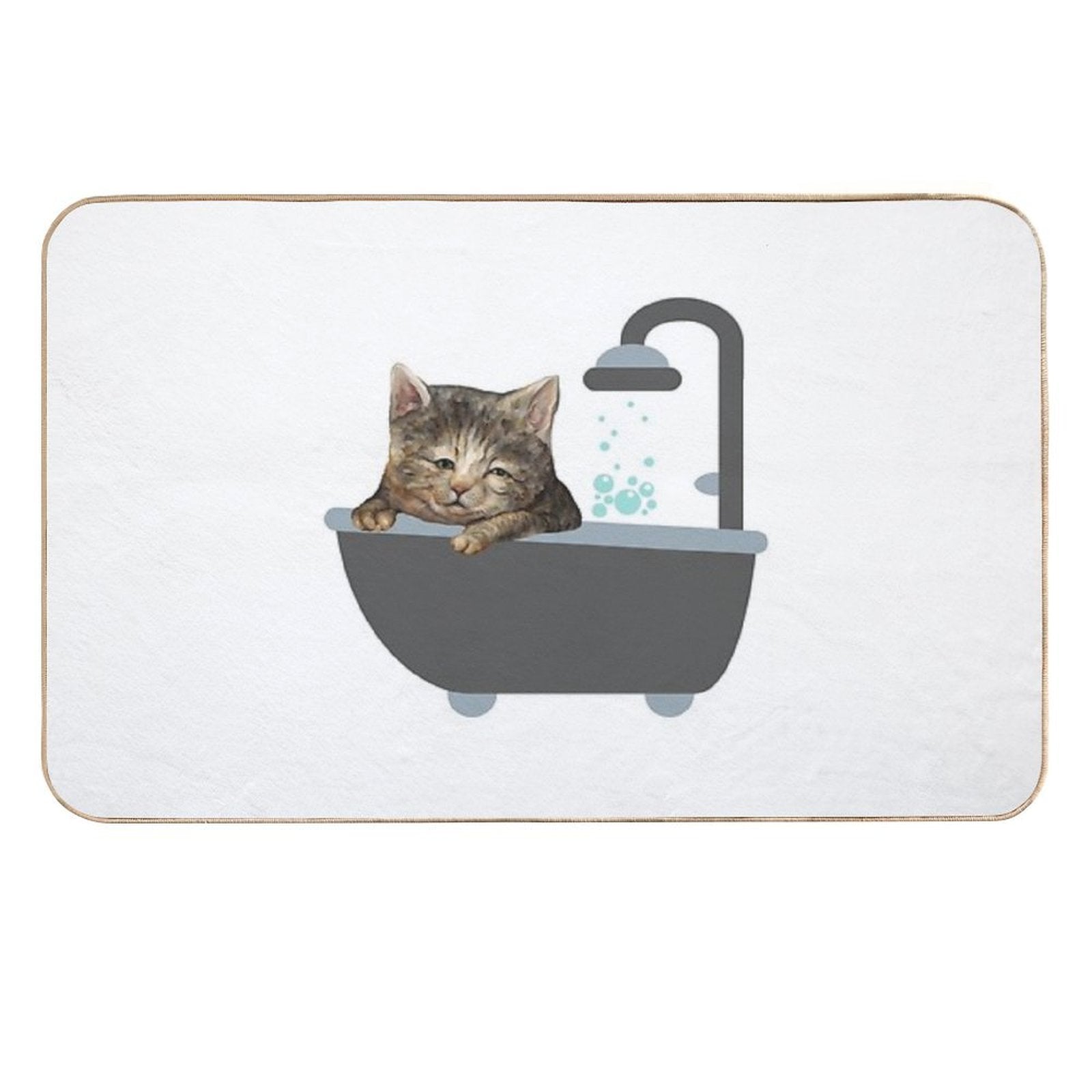 Bath Cat A Funny And Cute Lazy Cat Design  Pet-Safe Bath Mat