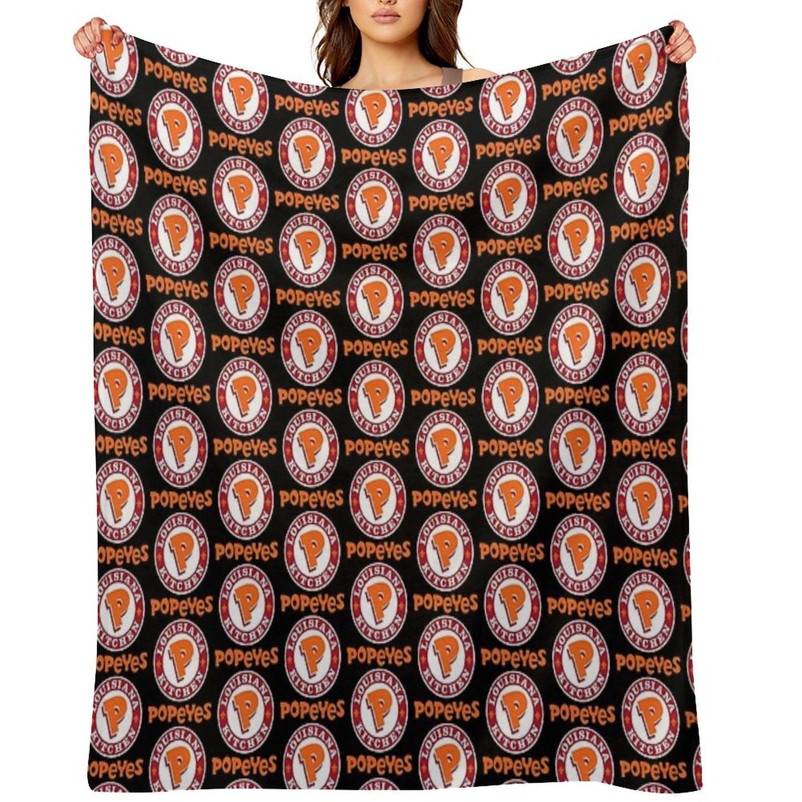 Louisiana Kitchen Popeyes Classic Logos Premium Throw Blanket