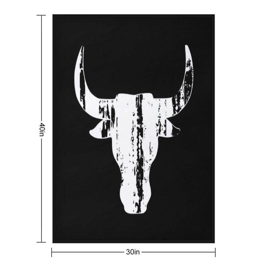 Bull Head Horns Vintage Gift-ready Throw Blanket