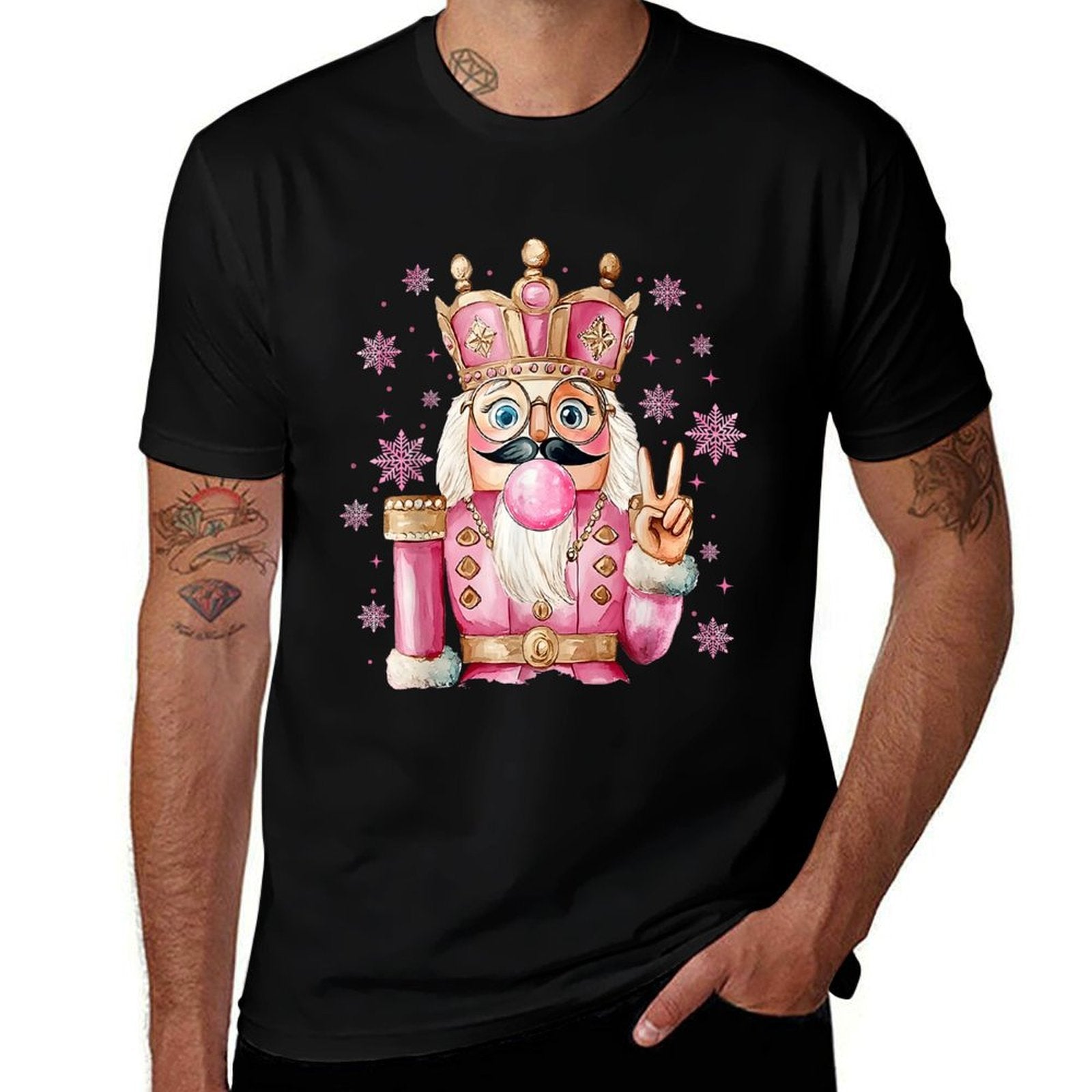 Cute Pink Nutcracker Blowing Bubble Christmas Girly Pajamas  Moisture-wicking T-Shirt