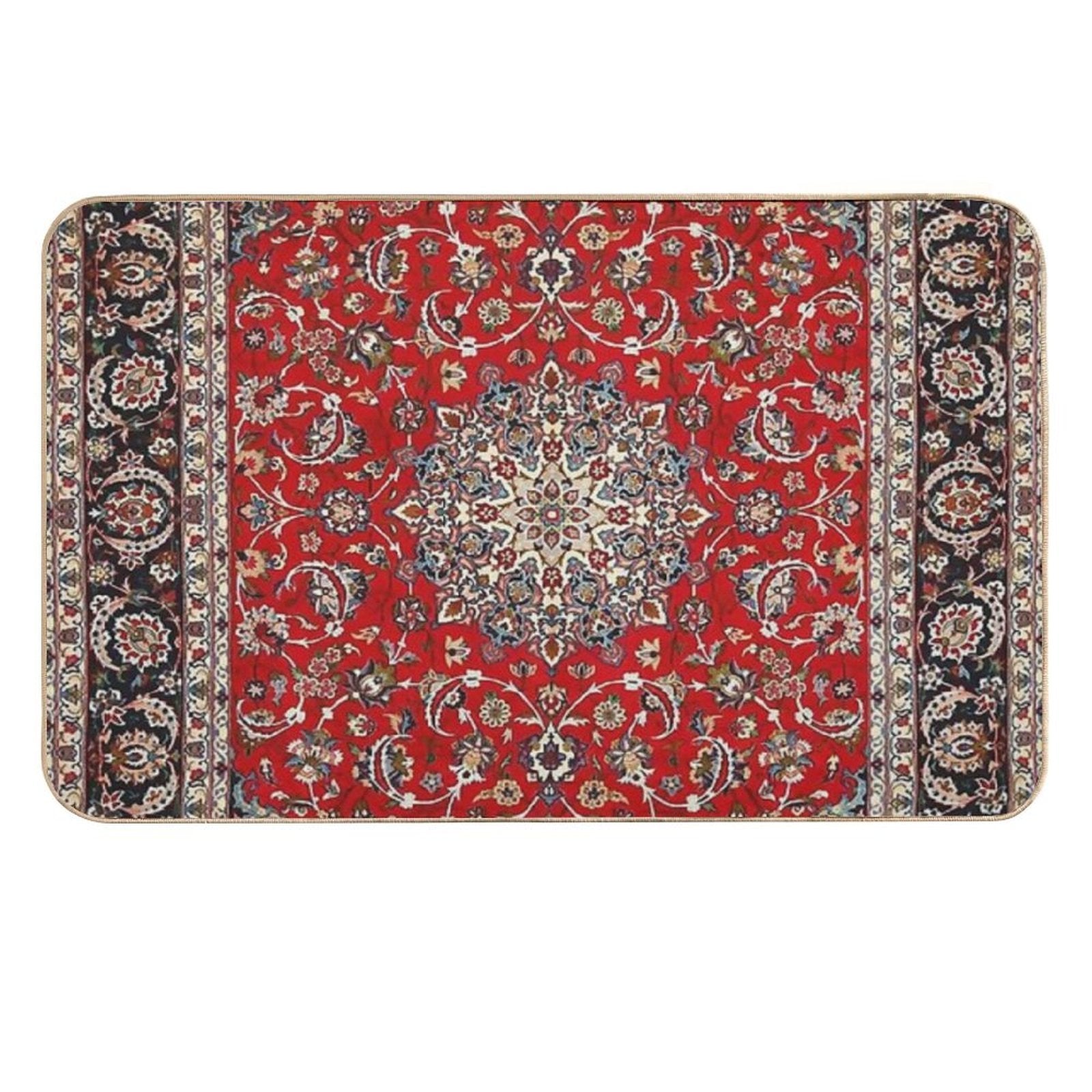 Fine Silk & Wool Isfahan Persian Rug Print  Toxin-Free Bath Mat