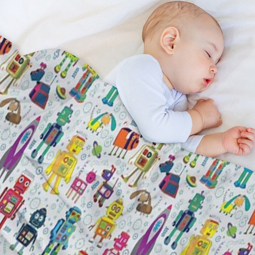 Robots in Space - Grey - Fun Robot Pattern by Cecca Designs Comfort Throw Blanket