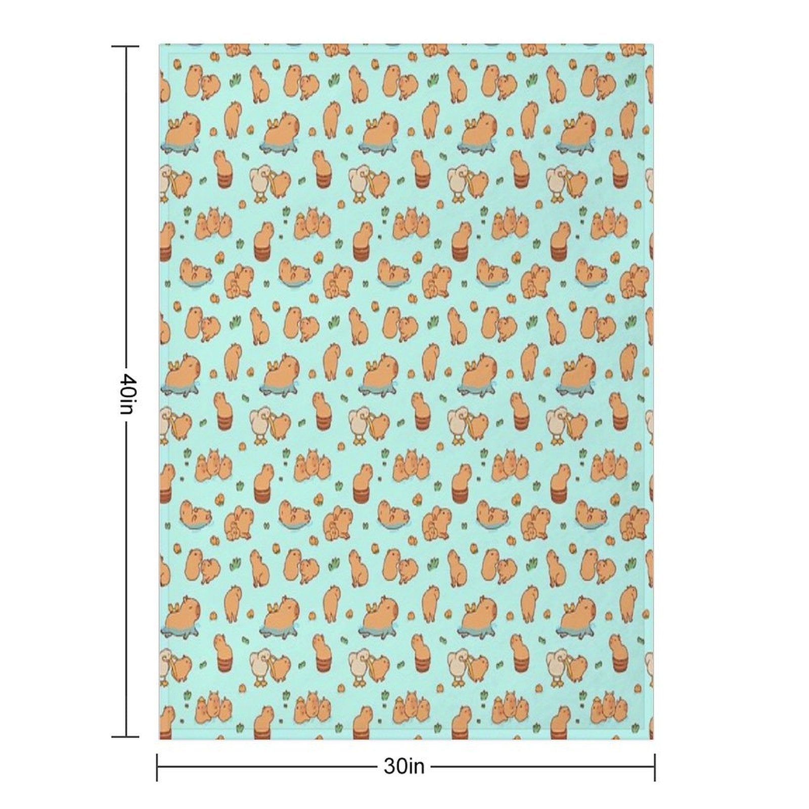 Cute Capybara Art, Illustration Seamless Pattern Gift-ready Throw Blanket