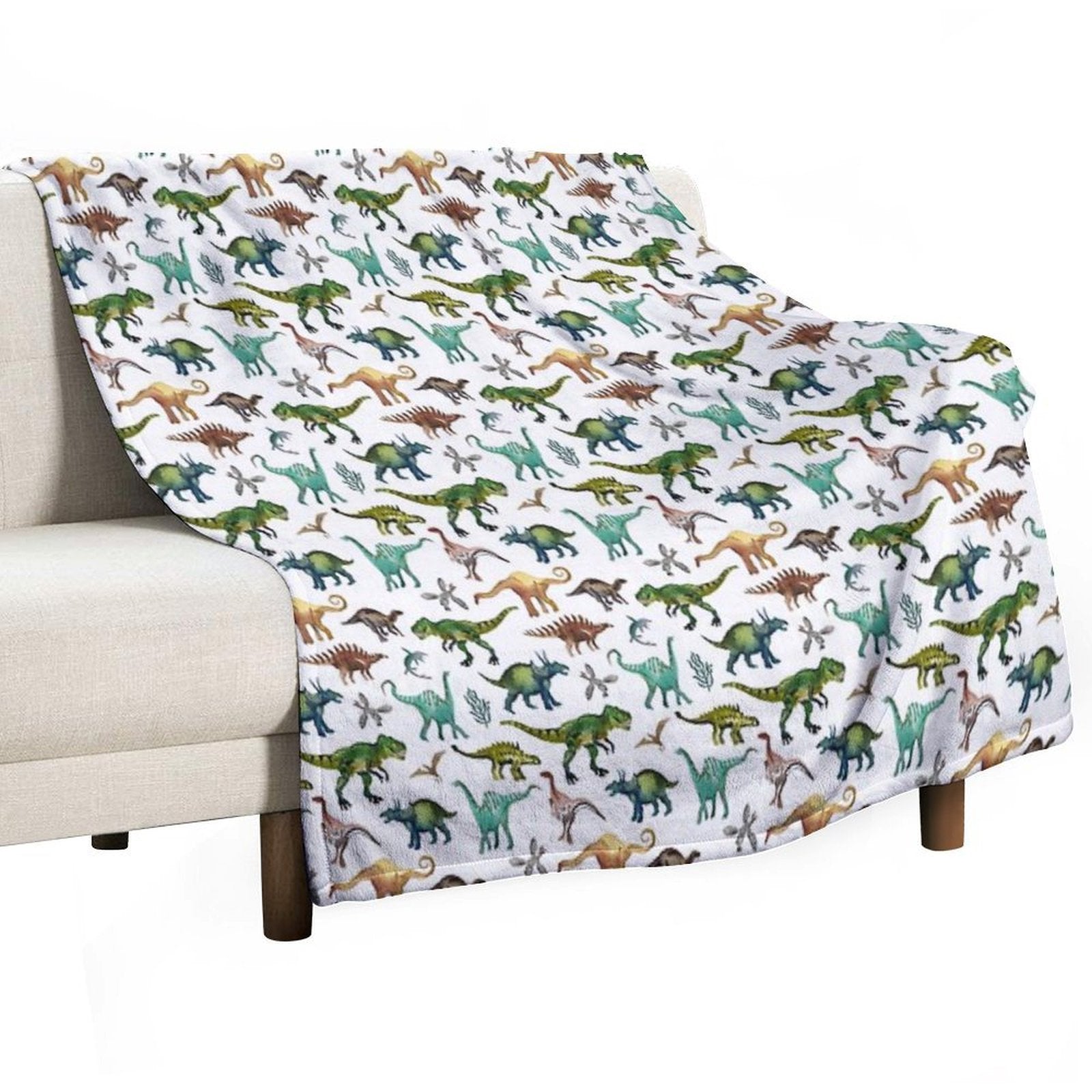 Dino-Mite Dreams for Kids  Trendy Dinosaur Pattern  Unique Gift Idea. Travel-friendly Throw Blanket