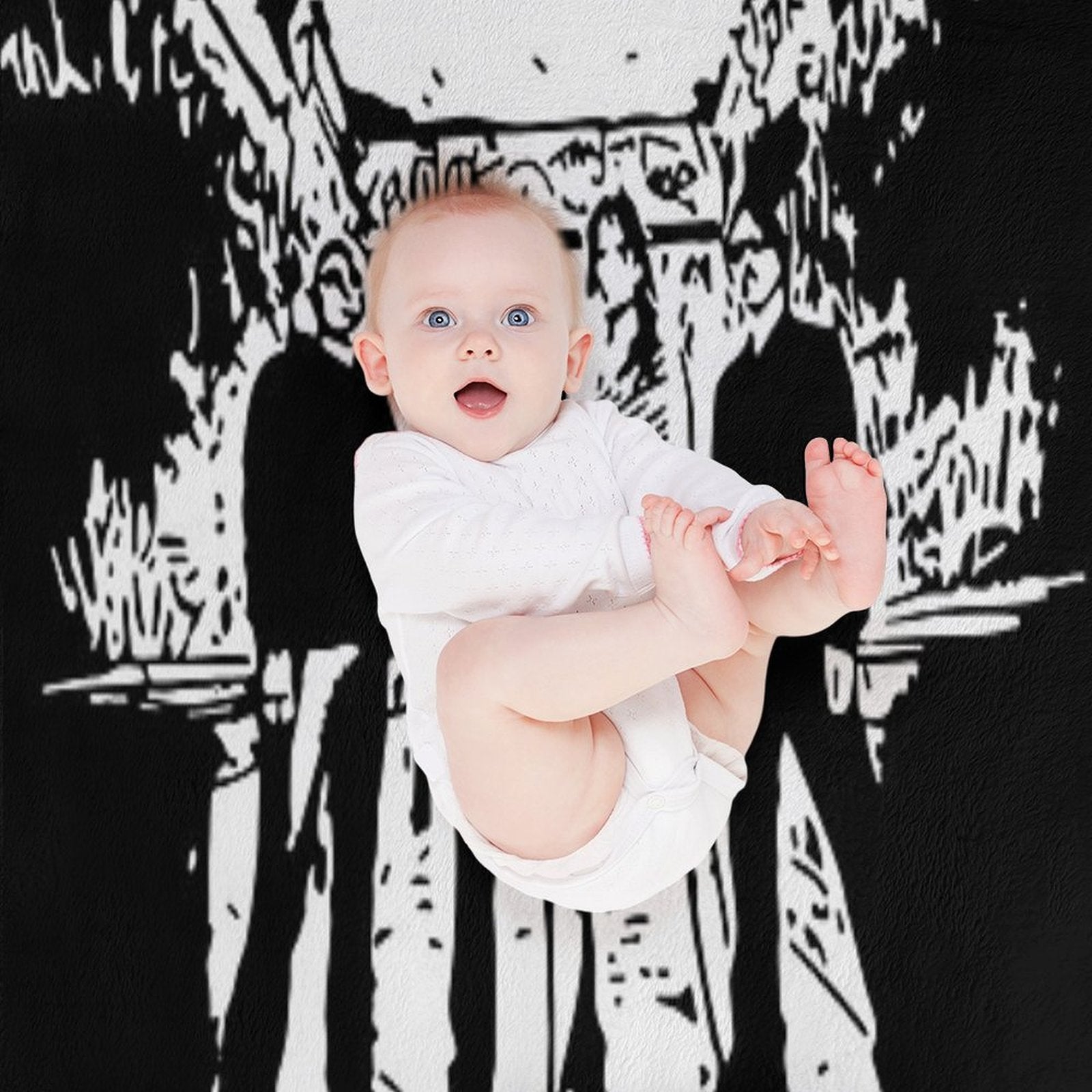 Garbage Band Painting Black And White Four Member Plush Throw Blanket