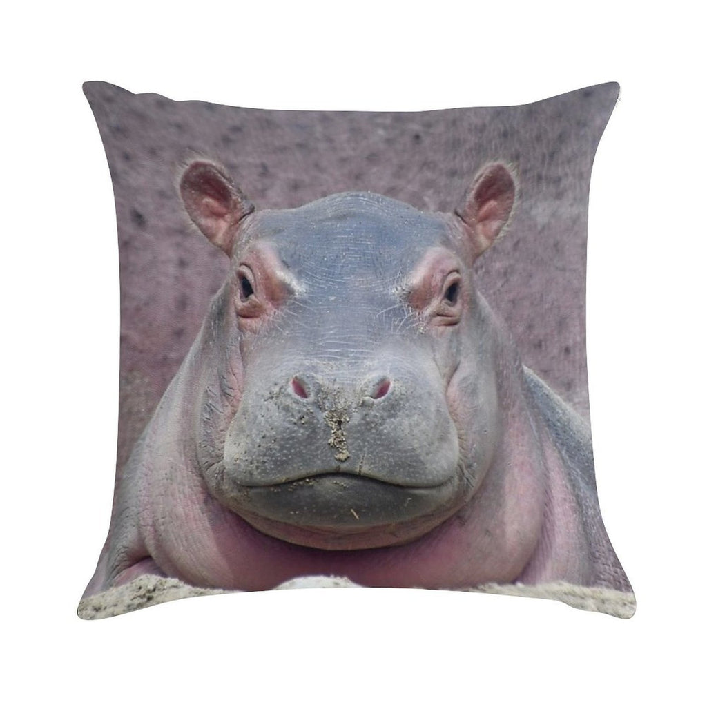 Baby Hippo Fritz at The Cincinnati Zoo Soft Shrink-Resistant Throw Pillow