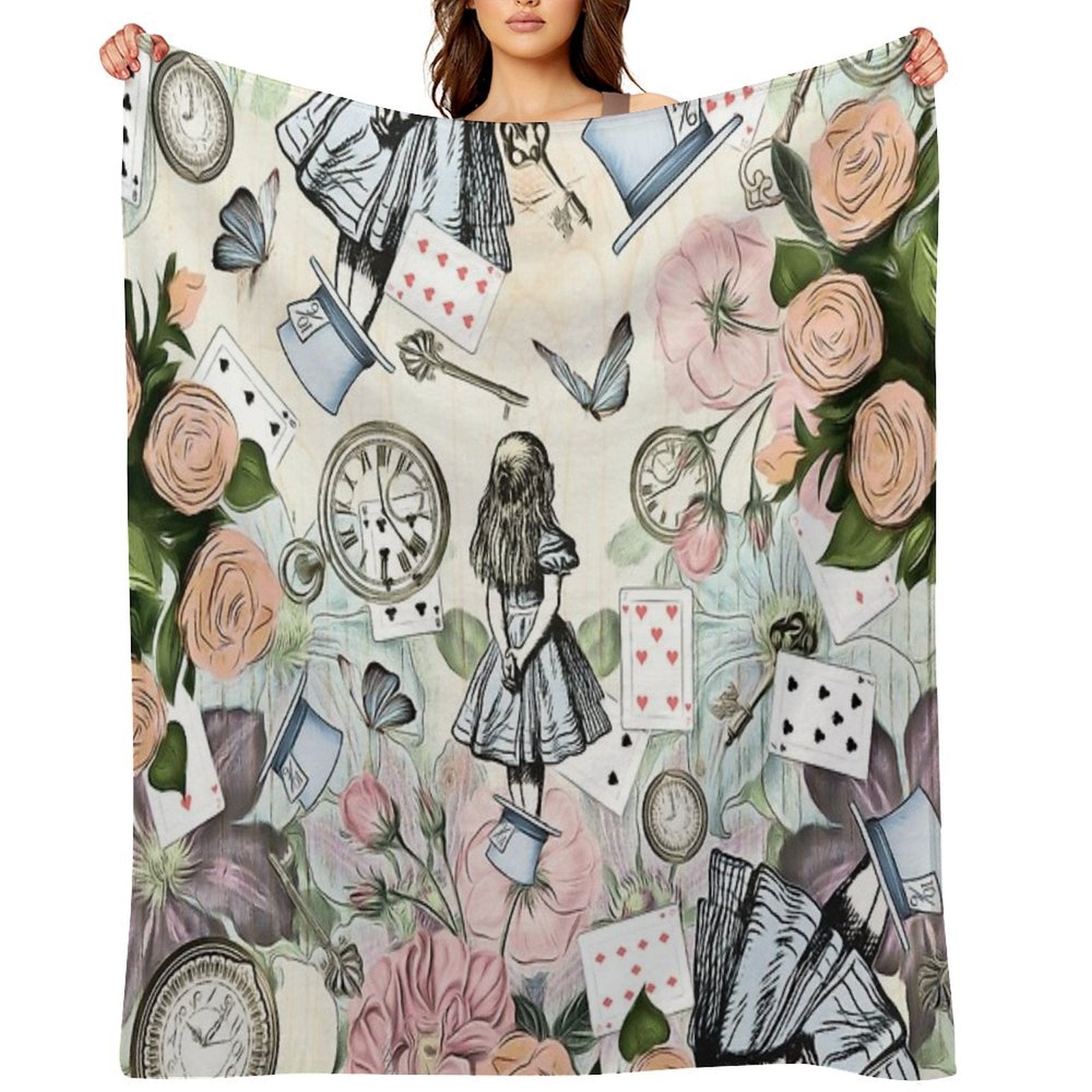 Alice In Wonderland  Collage Shrink-resistant Throw Blanket