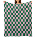 Cotton Candy Pink And Cadmium Green Checkerboard Premium Throw Blanket