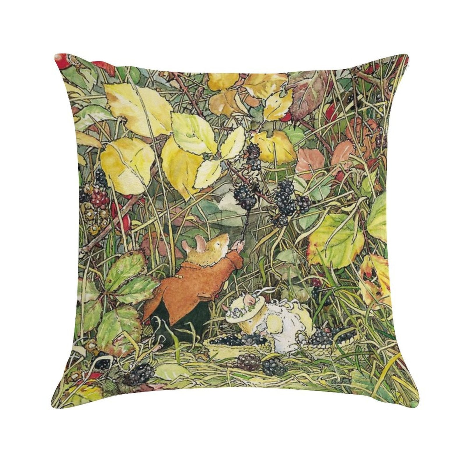 Blackberry Picking Soft Home Decor Throw Pillow