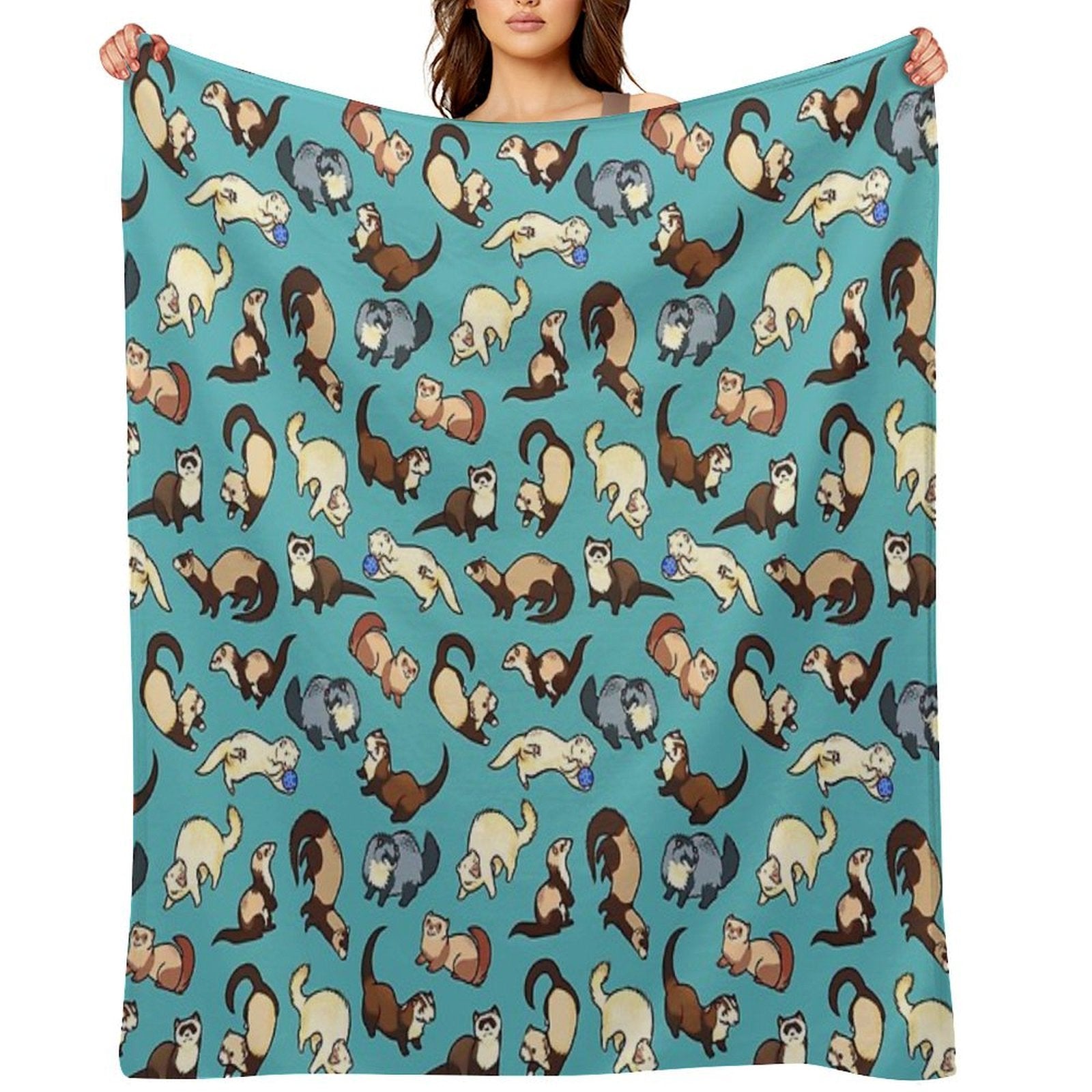 Cat Snakes in Blue Wrinkle-free Throw Blanket