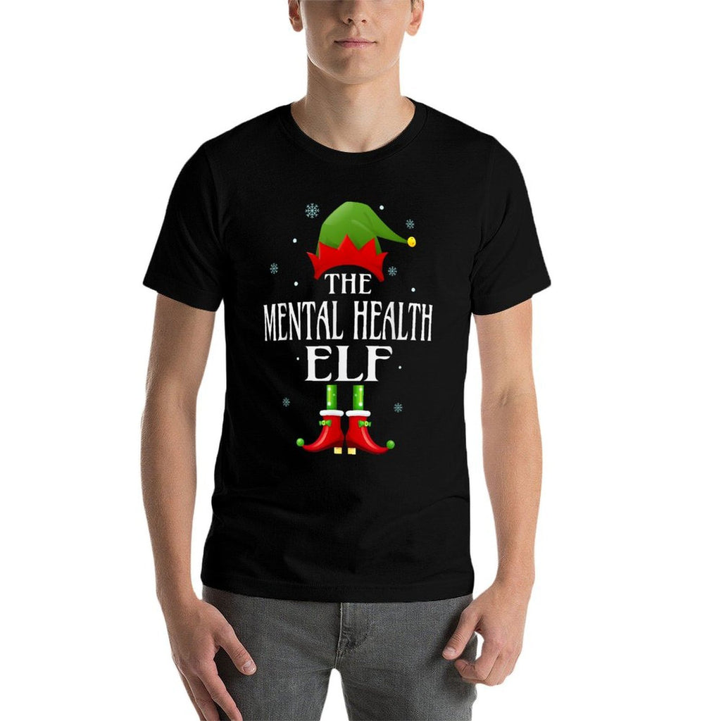 Mental Health Elf Xmas Funny Family Matching Christmas  Stretchy T-Shirt