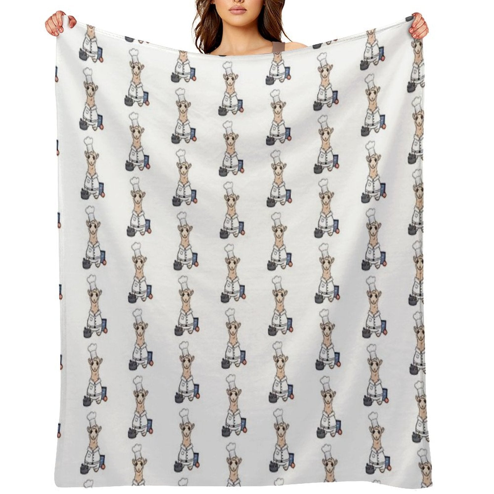 Chef Llama- Cute Cooking Animal Illustration for Foodies & Animal Lovers Machine-washable Throw Blanket