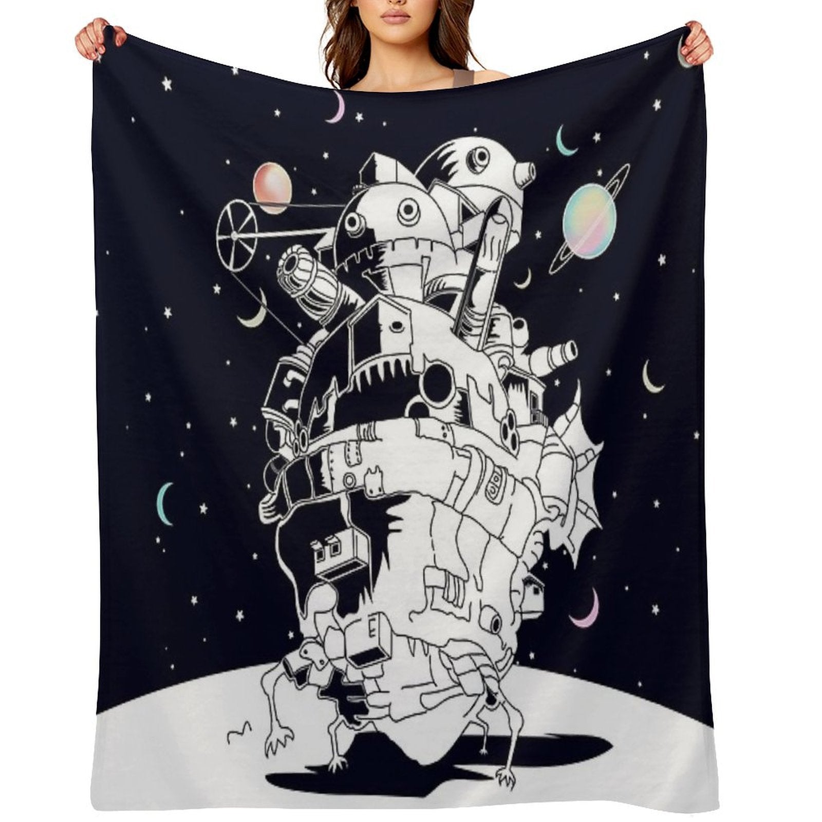 Castle in A Starry Night All-season Throw Blanket
