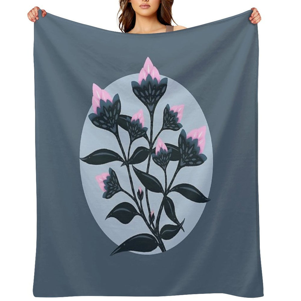 Abstract Flowers in Minimalist Style Gift-ready Throw Blanket