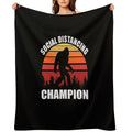 Bigfoot Funny Social Distancing Champion Vintage Sunset Lightweight Throw Blanket