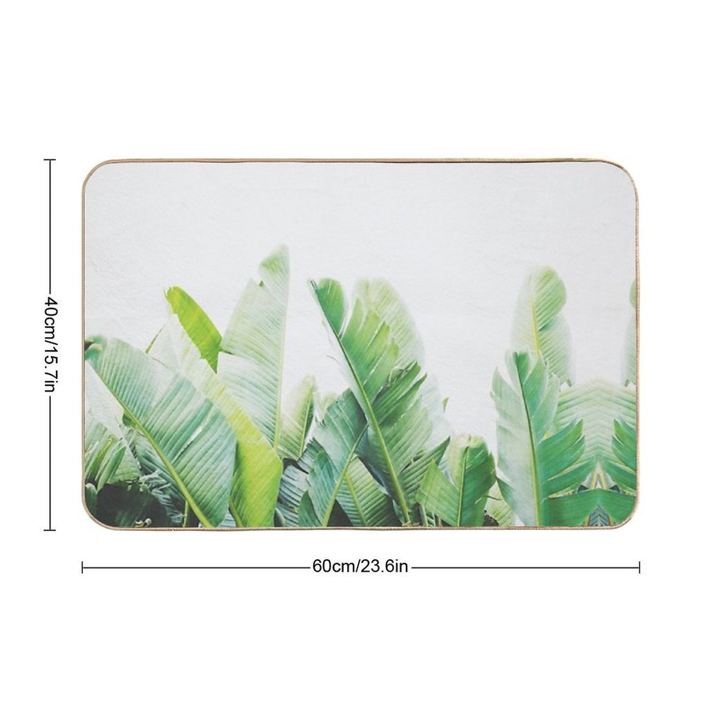 Tropical Banana Leaves  Easy To Clean Bath Mat