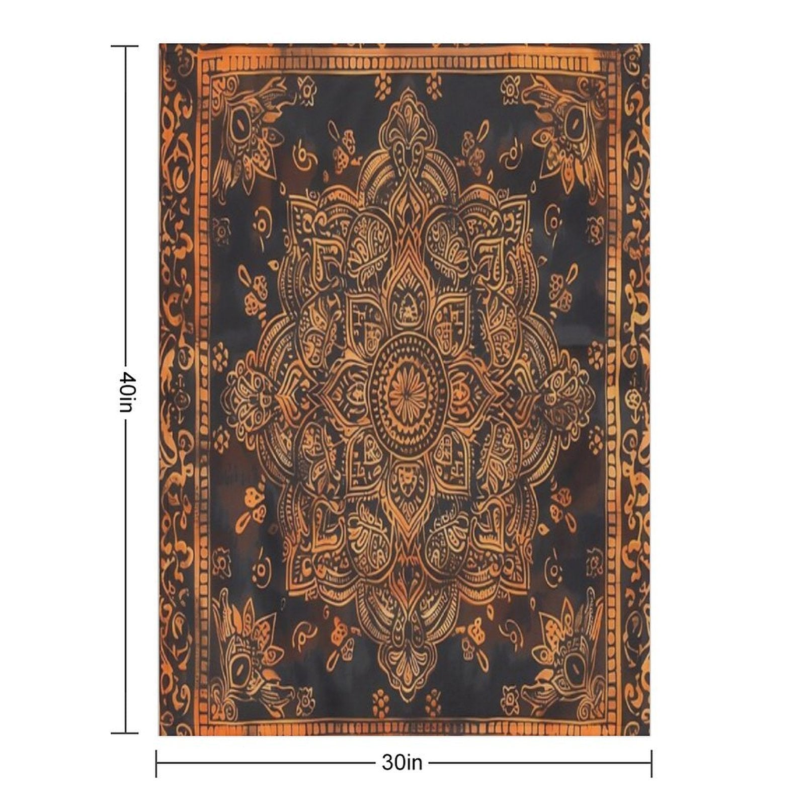Stunning Brown And Orange Delicate Detailed Mandala Square Travel-friendly Throw Blanket
