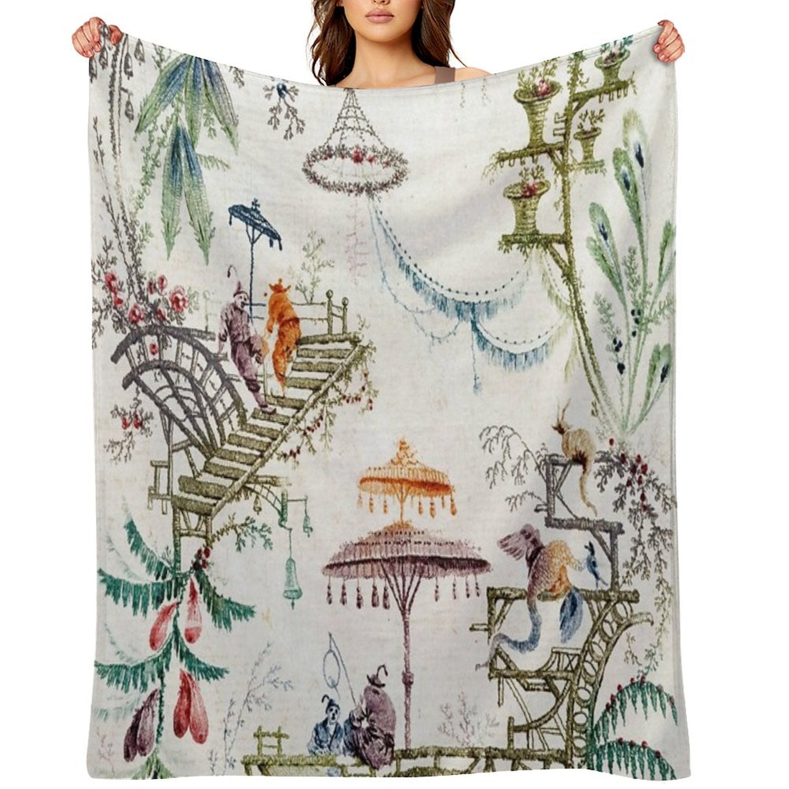 Enchanted Forest Chinoiserie Lightweight Throw Blanket