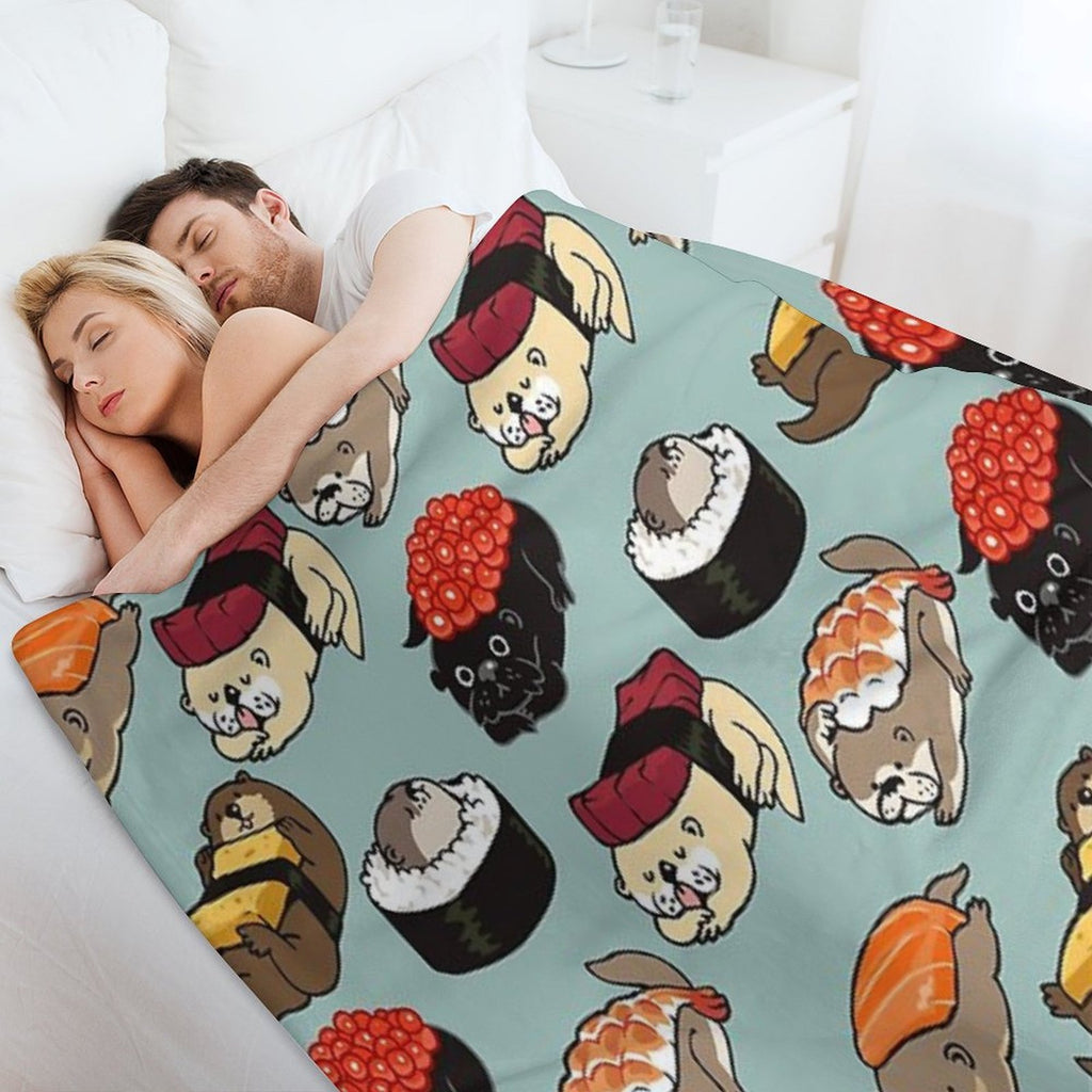 Sushi Otter Plush Throw Blanket