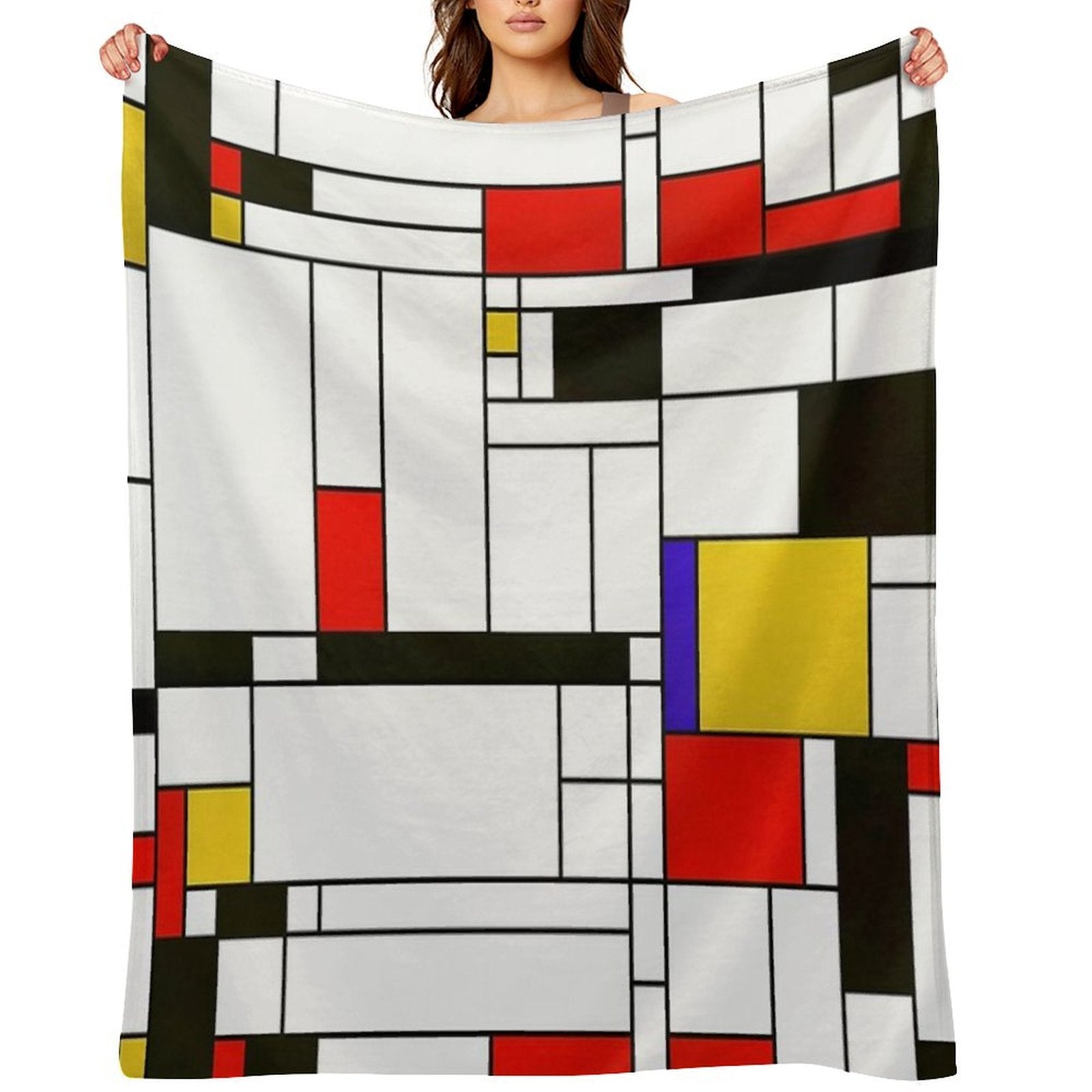 Mondrian Style Abstract Art Premium Throw Blanket