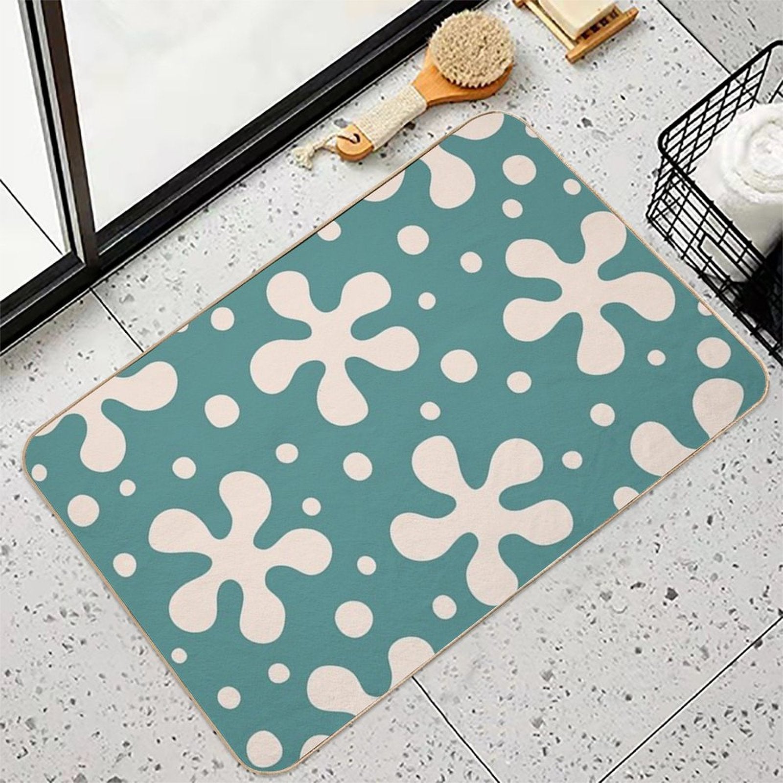 Pretty Mid Century Modern Floral Pattern 843  Versatile Bath Mat